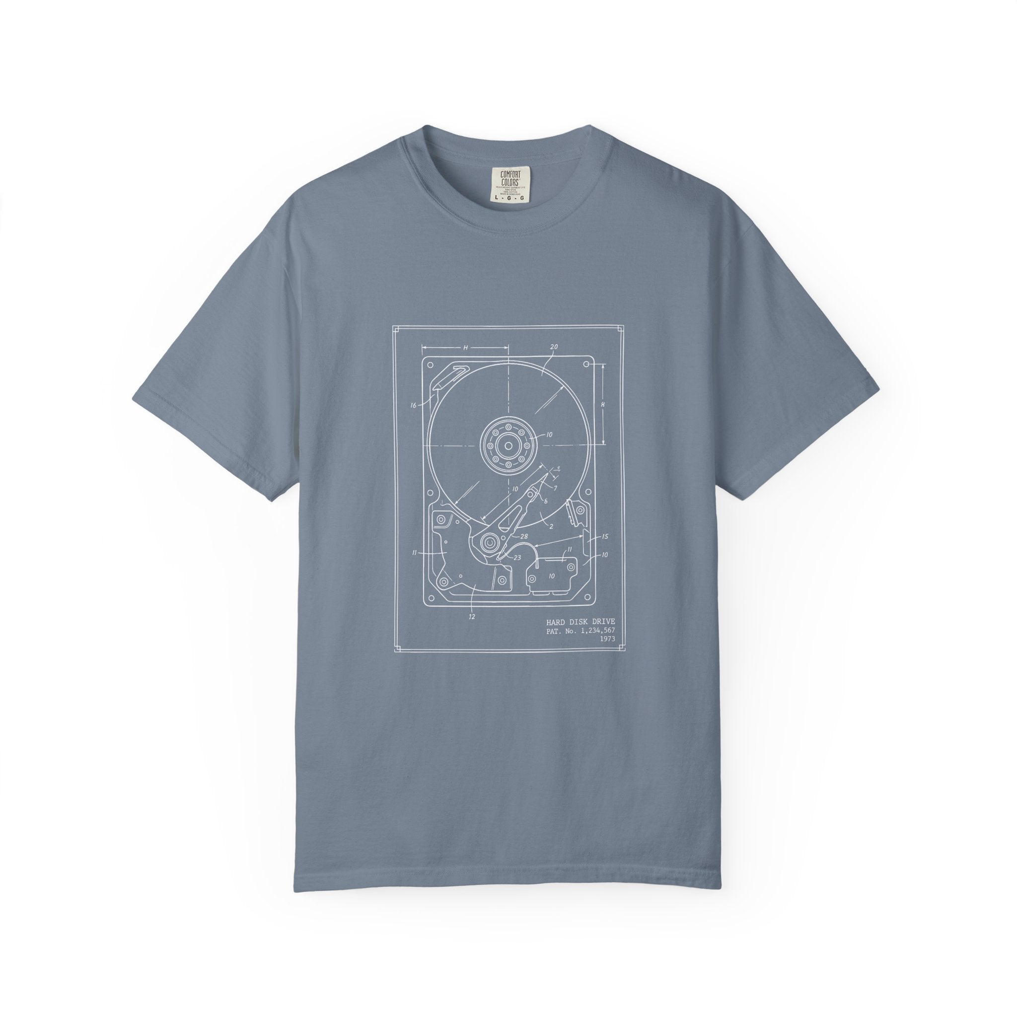 Hard Drive Blueprint T-Shirt | Vintage Computer Parts Diagram, Tech Diagram Tee