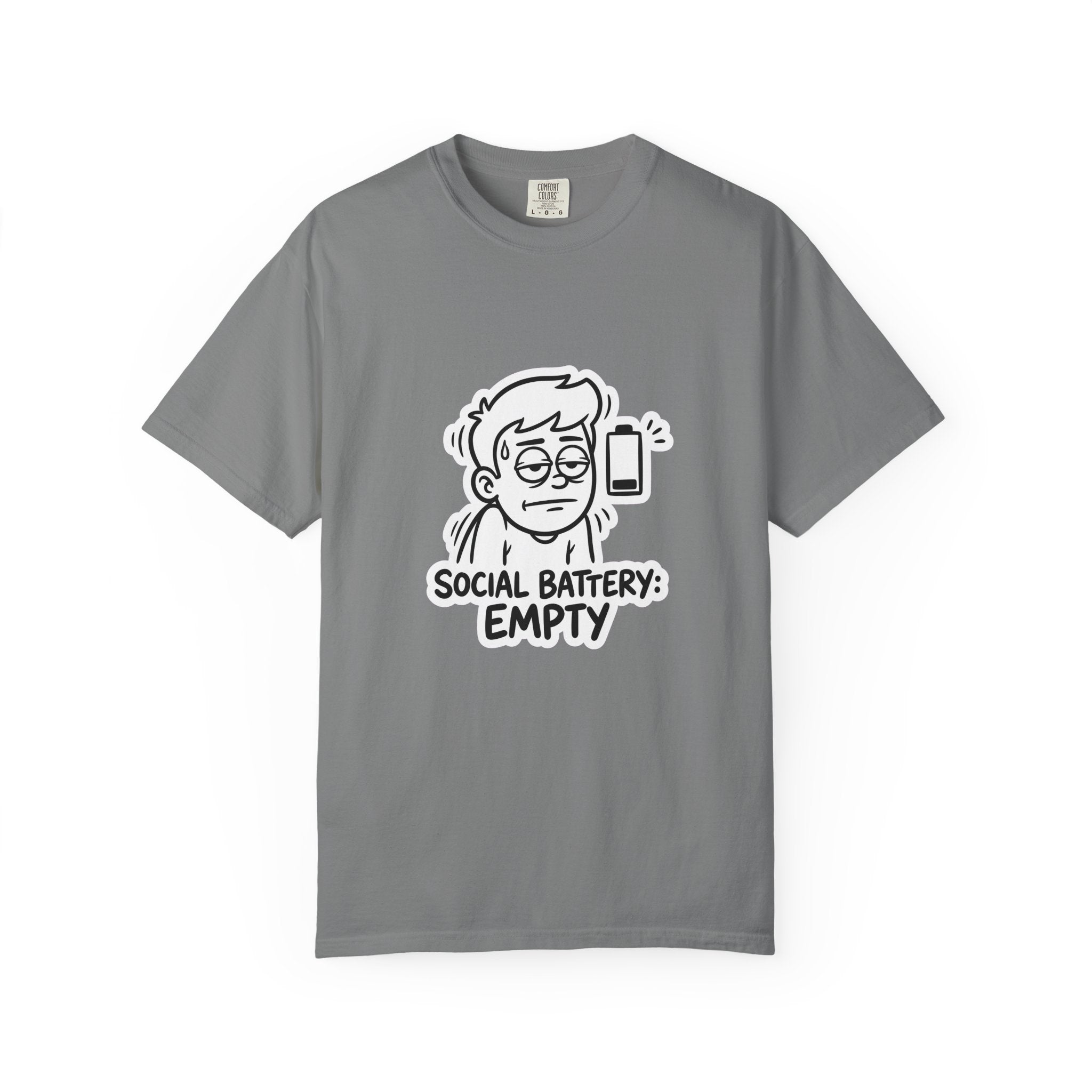 Social Battery Empty T-shirt | Introvert Humor Tee, Low Battery Graphic
