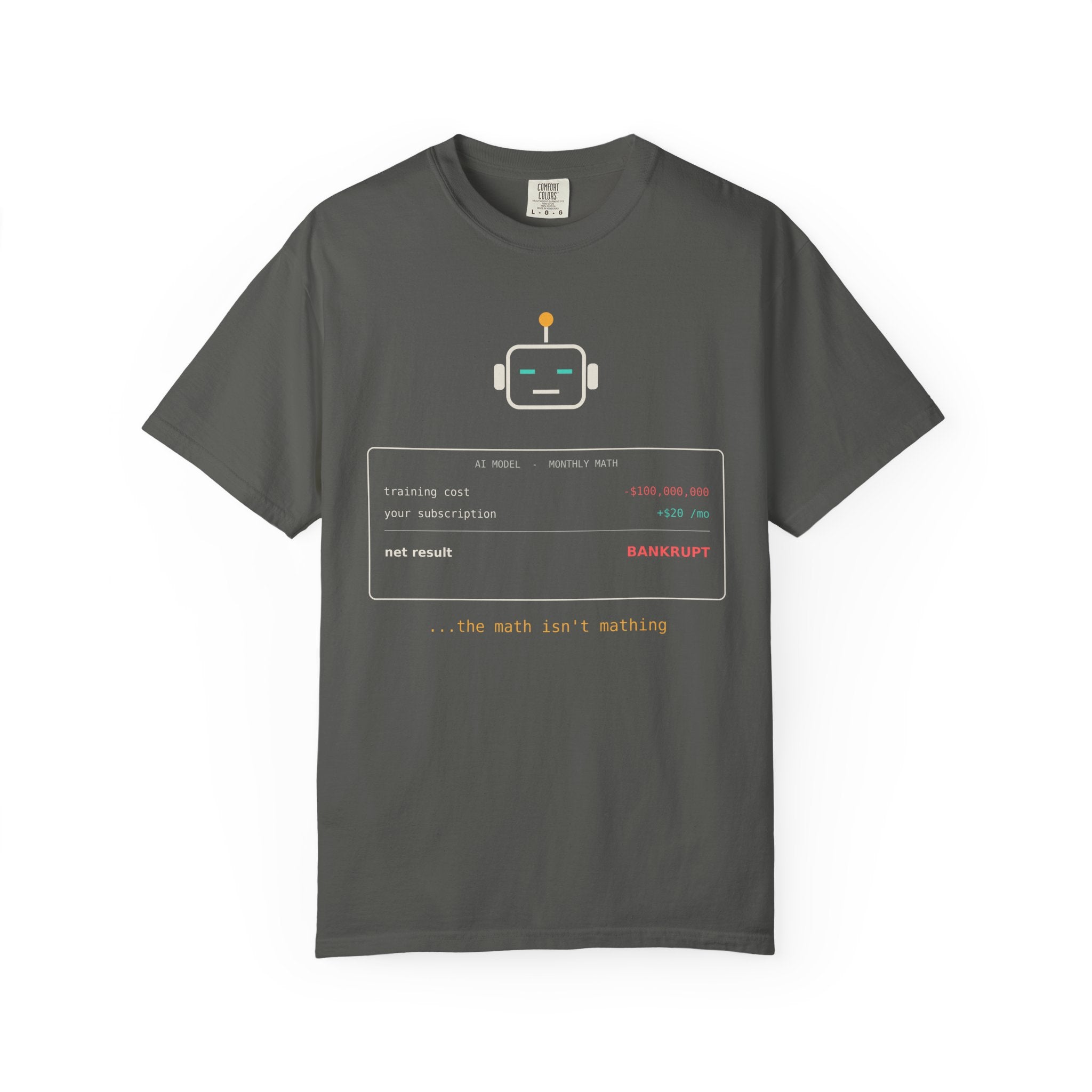 The Math Isn't Mathing Funny AI T-Shirt, AI Economics Meme Tee, Programmer Gift, Tech Startup Humor Shirt, Developer Nerd Gift