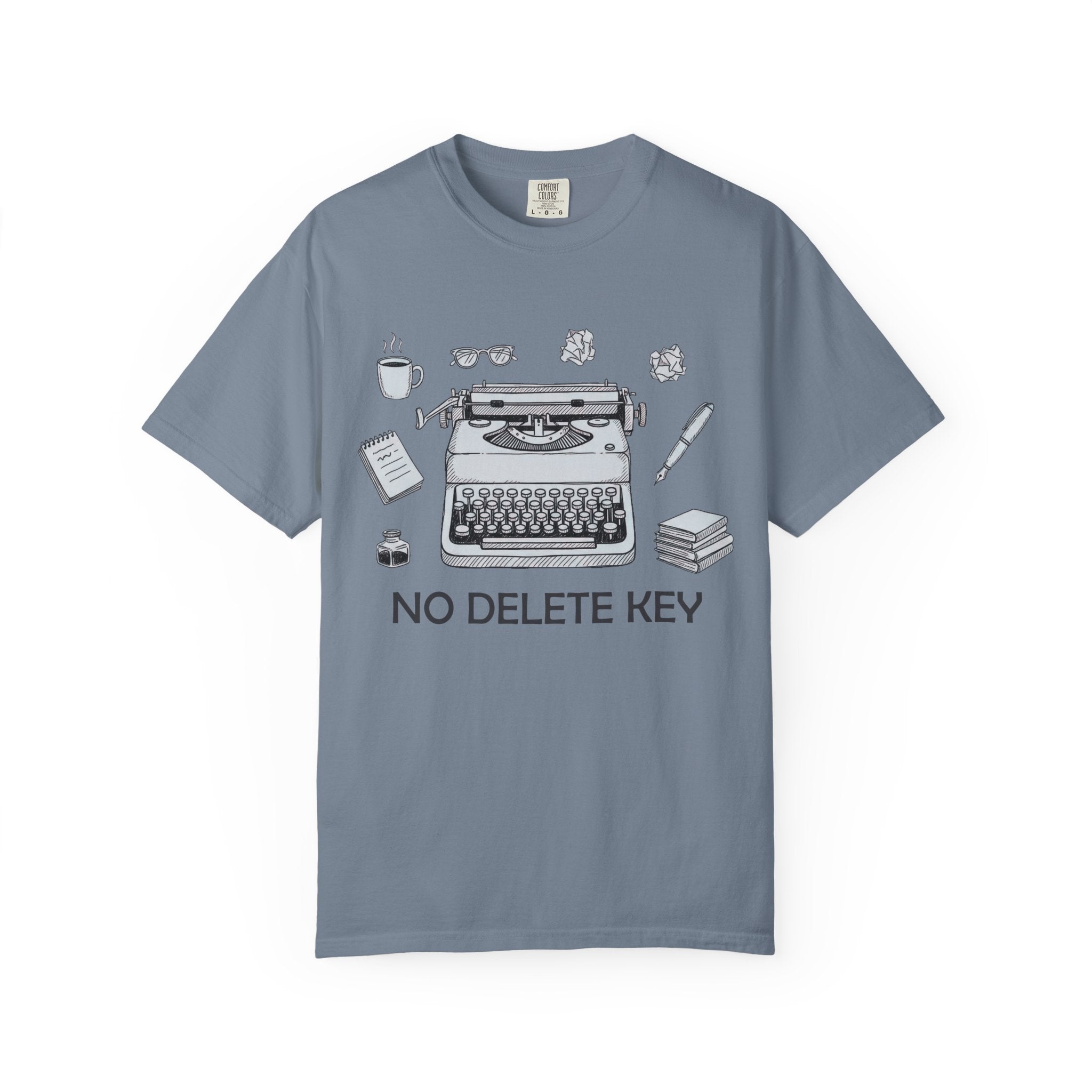 No Delete Key Typewriter T-Shirt | Writer Desk Illustration