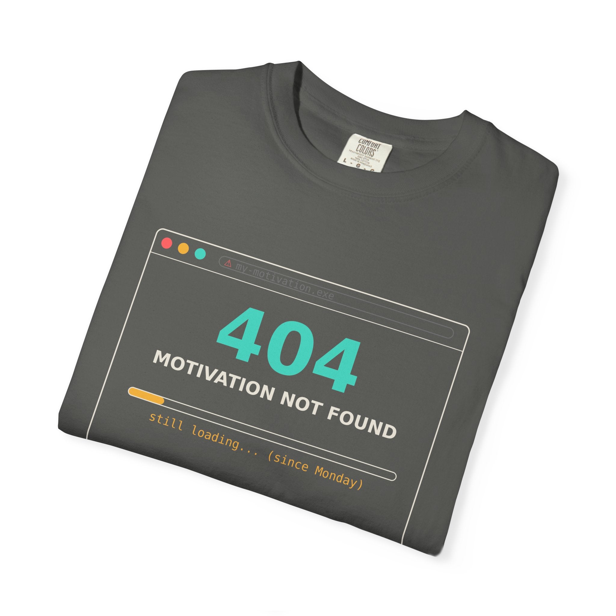 404 Motivation Not Found Funny T Shirt, Sarcastic Meme Tee, Programmer Gift, Tech Humor Shirt, Lazy Monday Nerd Gift for Coders