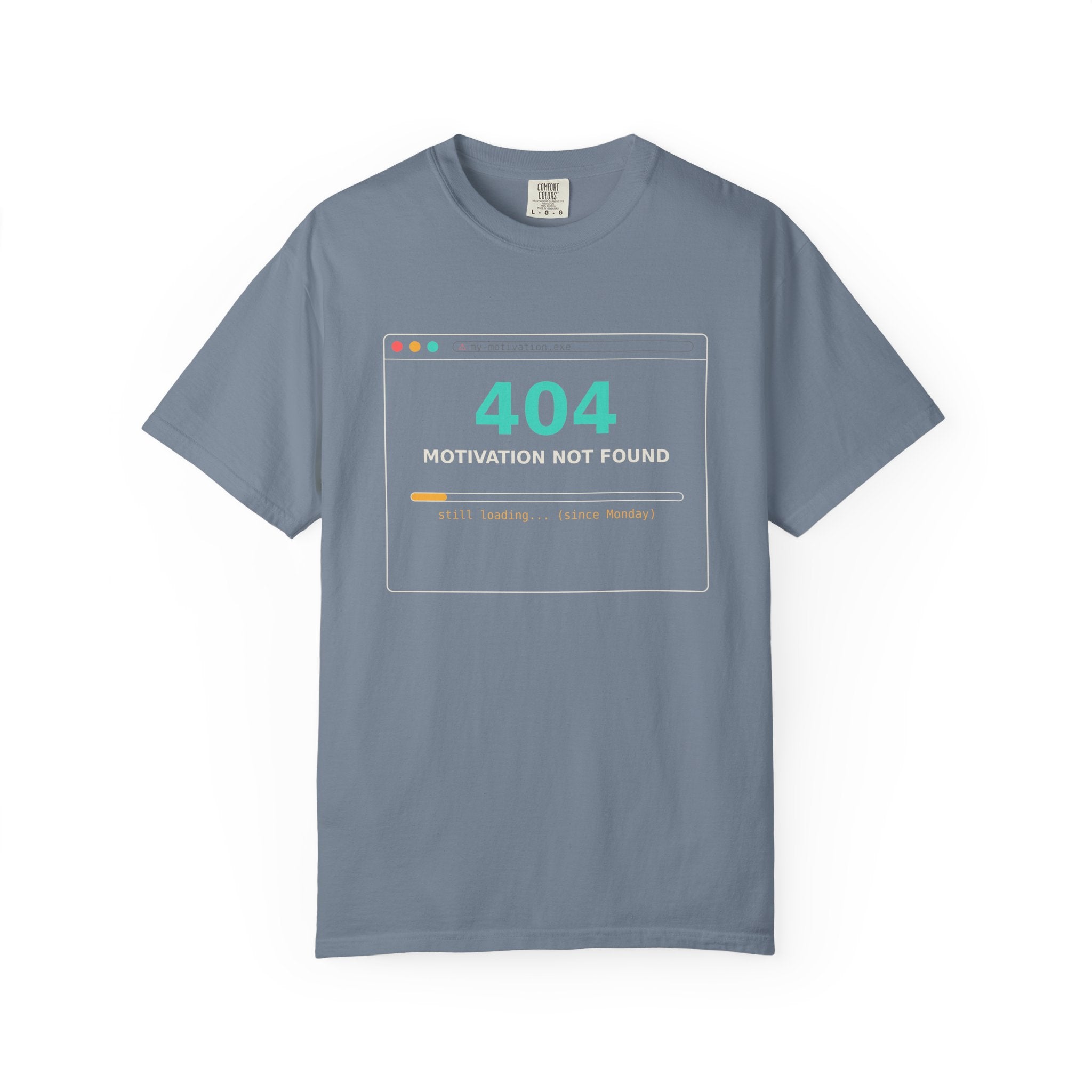 404 Motivation Not Found Funny T Shirt, Sarcastic Meme Tee, Programmer Gift, Tech Humor Shirt, Lazy Monday Nerd Gift for Coders