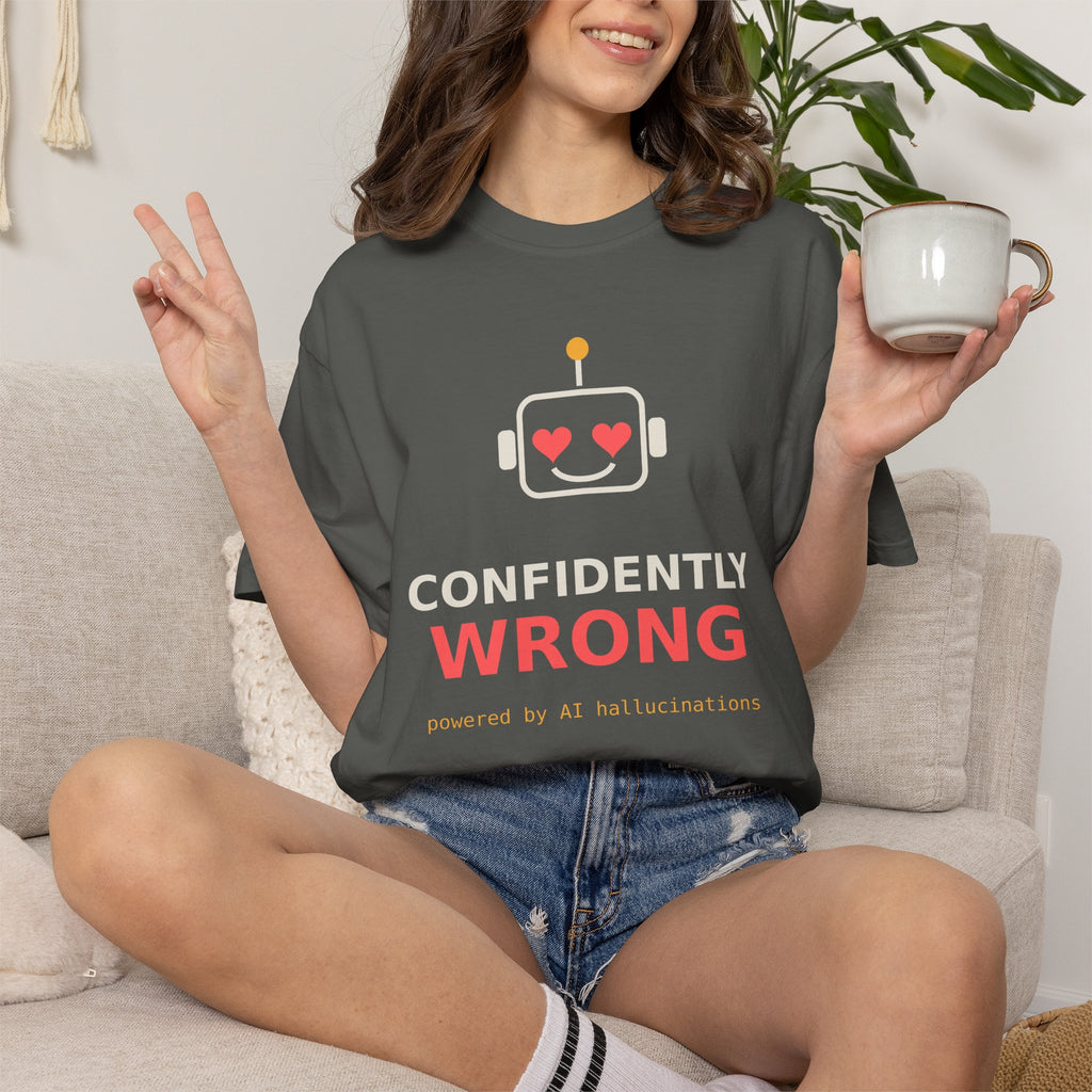 Confidently Wrong Funny AI T Shirt, AI Hallucination Meme Tee, Programmer Gift, Tech Humor Shirt, Chatbot Robot Nerd Gift for Coders