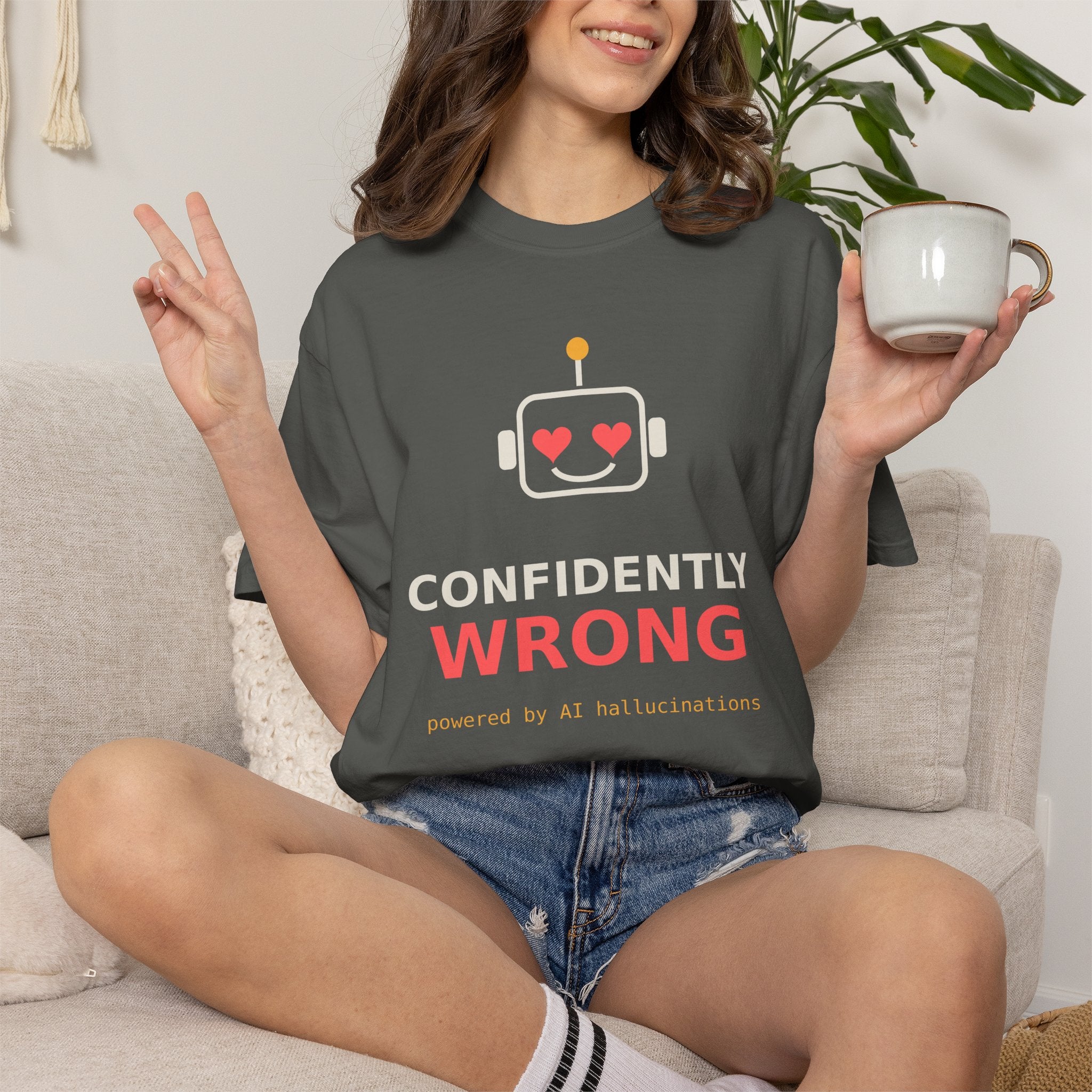 Confidently Wrong Funny AI T Shirt, AI Hallucination Meme Tee, Programmer Gift, Tech Humor Shirt, Chatbot Robot Nerd Gift for Coders