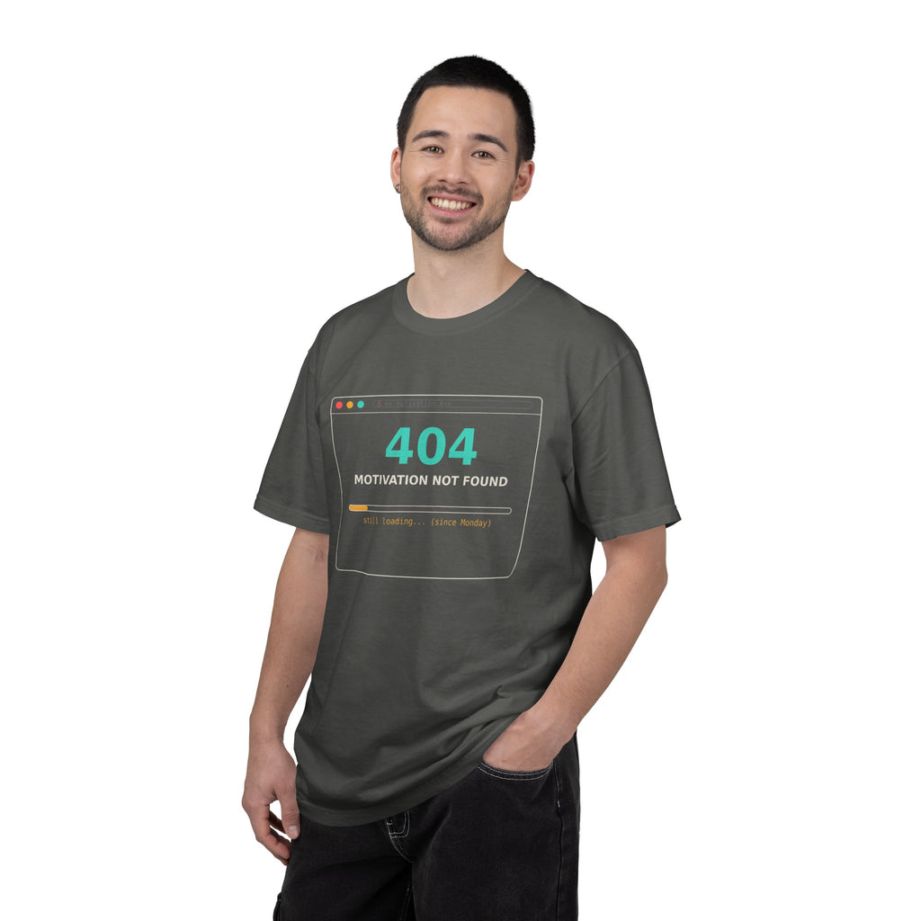 404 Motivation Not Found Funny T Shirt, Sarcastic Meme Tee, Programmer Gift, Tech Humor Shirt, Lazy Monday Nerd Gift for Coders