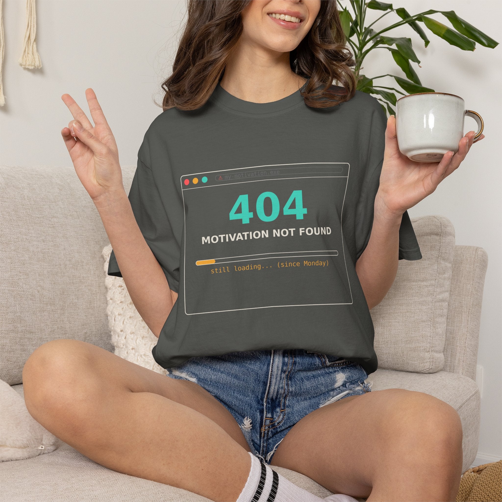 404 Motivation Not Found Funny T Shirt, Sarcastic Meme Tee, Programmer Gift, Tech Humor Shirt, Lazy Monday Nerd Gift for Coders
