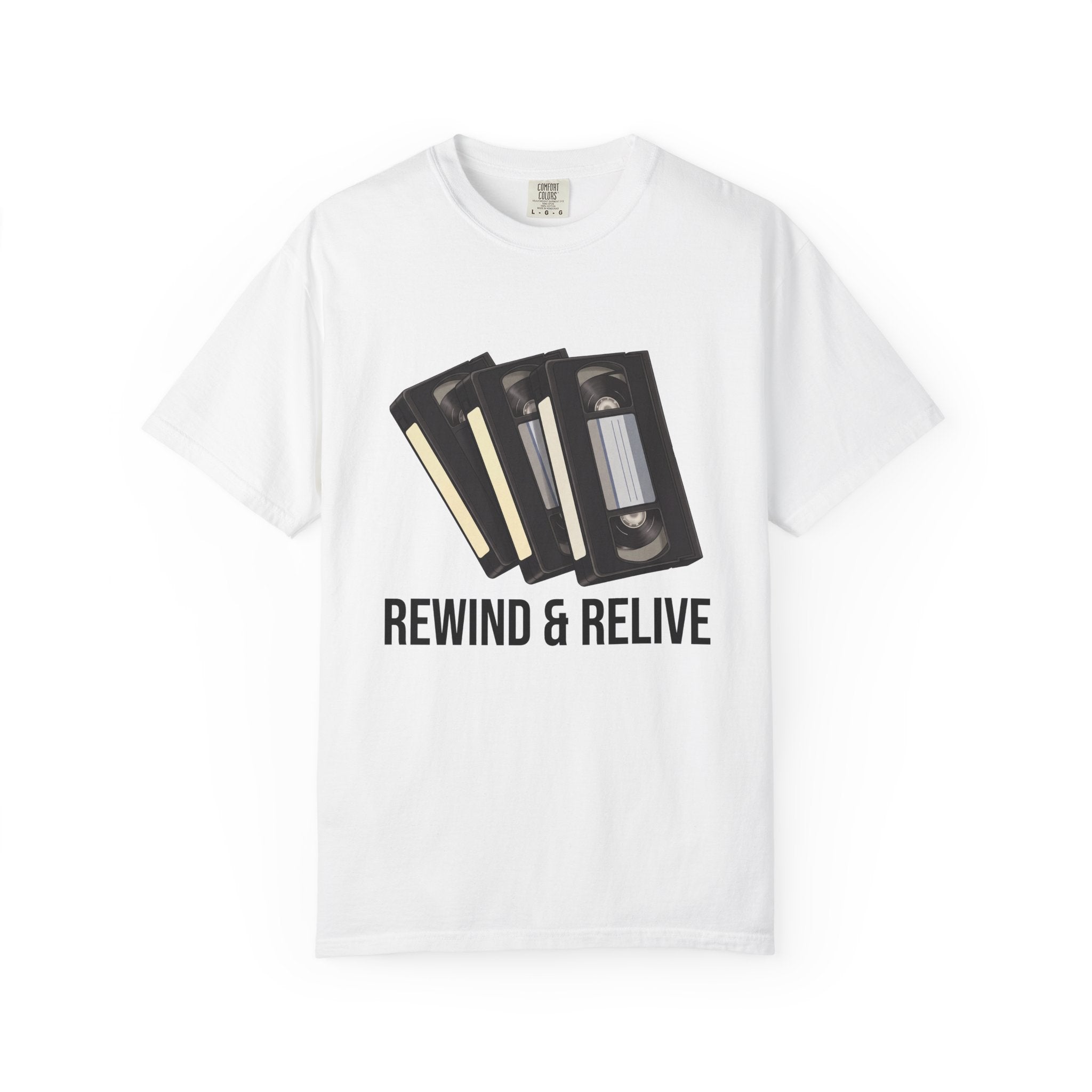 Rewind & Relive VHS Tape T-shirt | Retro Cassette Video Nostalgia
