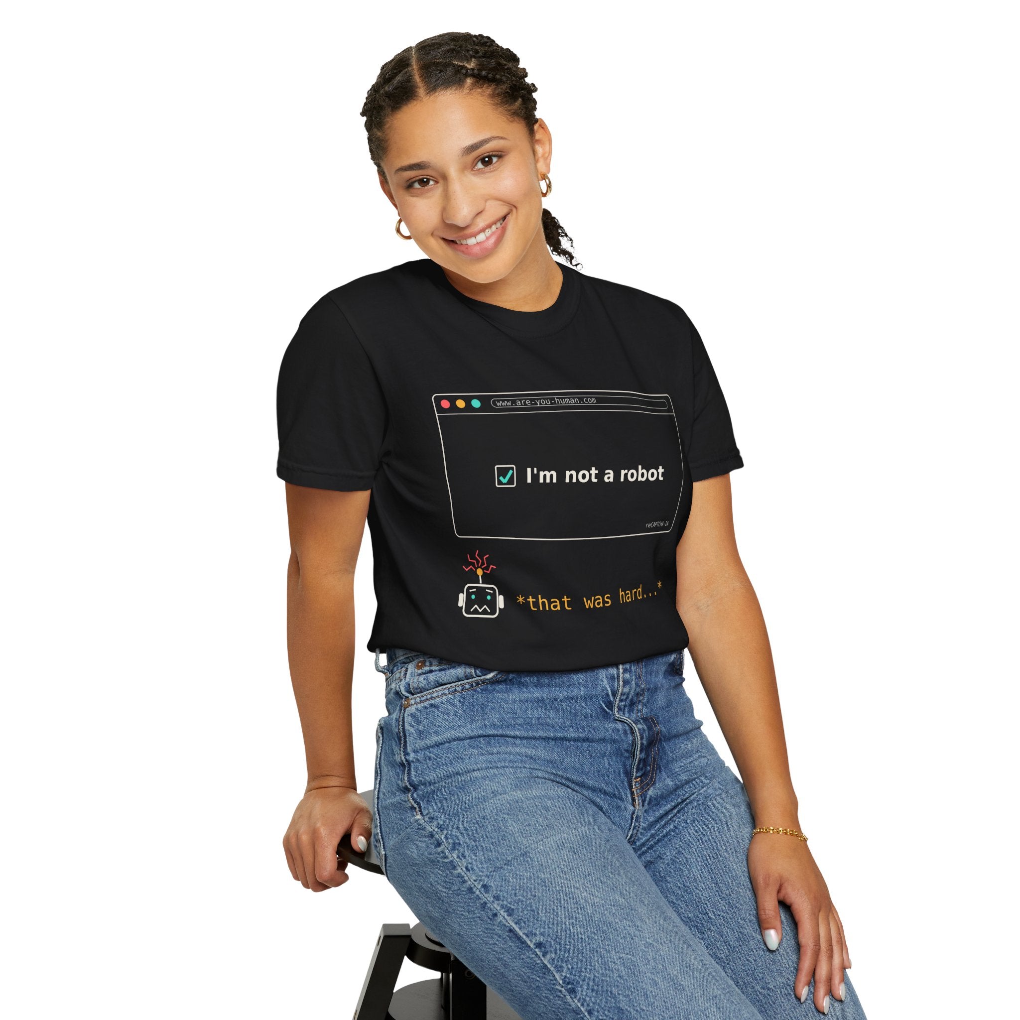 I'm Not a Robot Funny AI T-Shirt, CAPTCHA Meme Tee, Prompt Engineer Gift, Programmer Developer Shirt, AI Humor for Coders and Nerds