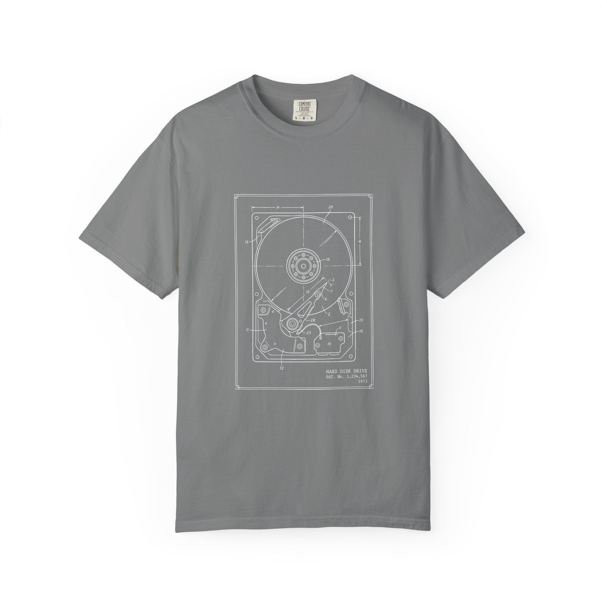 Hard Drive Blueprint T-Shirt | Vintage Computer Parts Diagram, Tech Diagram Tee