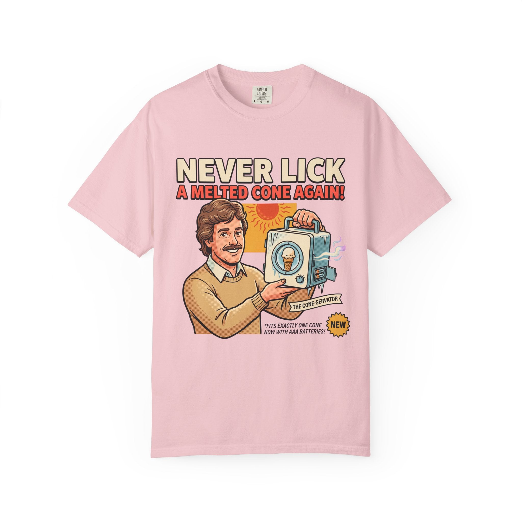 Never Lick a Melted Cone Again T-Shirt | Retro Ice Cream Gadget Design