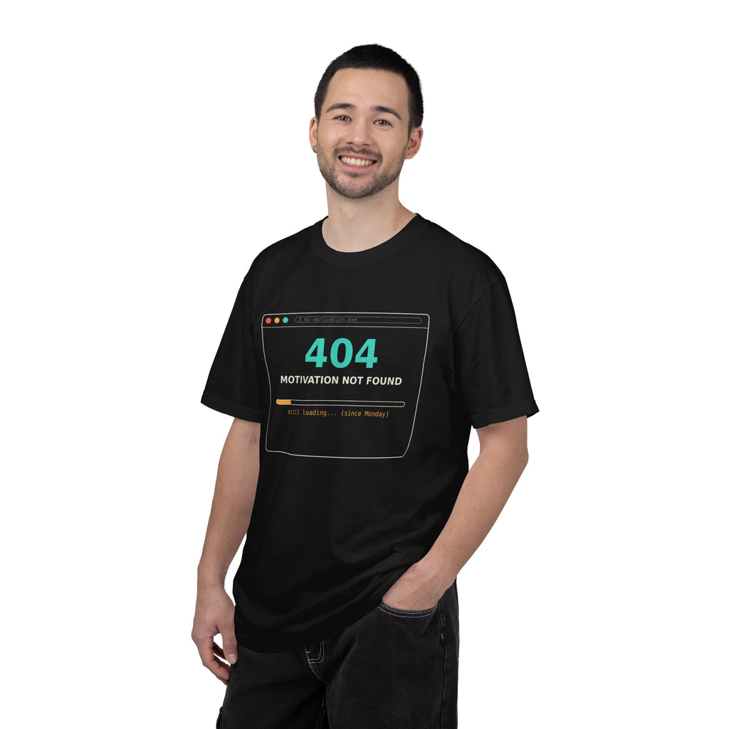 404 Motivation Not Found Funny T Shirt, Sarcastic Meme Tee, Programmer Gift, Tech Humor Shirt, Lazy Monday Nerd Gift for Coders