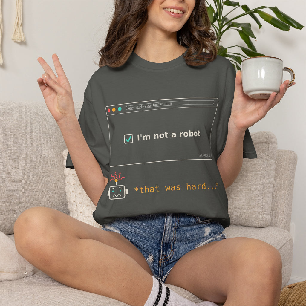 I'm Not a Robot Funny AI T-Shirt, CAPTCHA Meme Tee, Prompt Engineer Gift, Programmer Developer Shirt, AI Humor for Coders and Nerds