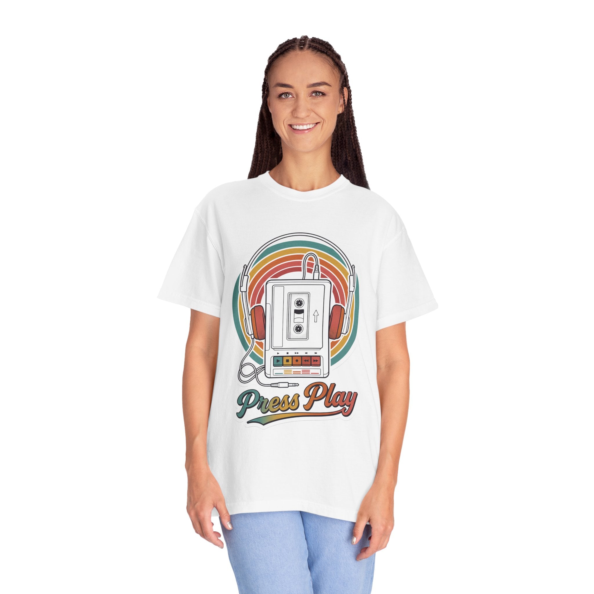 Retro Cassette Mixtape Press Play T-shirt | Vintage Walkman Headphones 80s 90s
