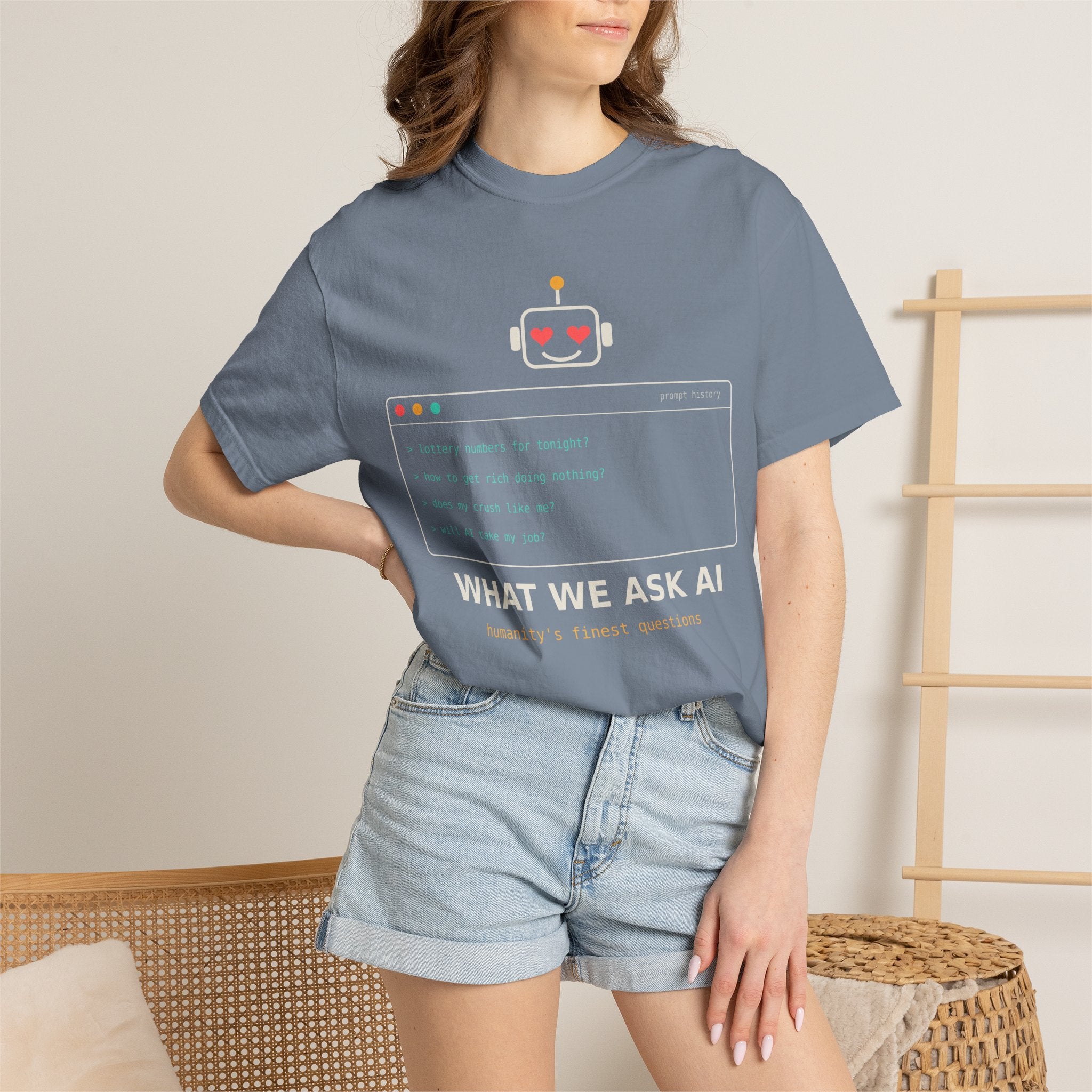 What We Ask AI Funny Meme T-Shirt, Lottery Numbers Crush Questions Tee, AI Humor Shirt, Programmer Nerd Gift, Tech Lover Gift for Coders