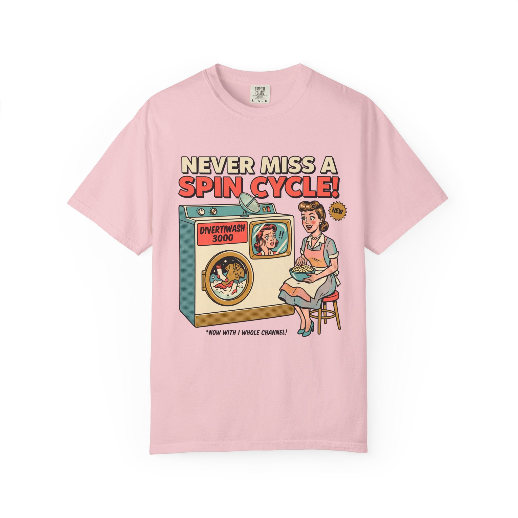 Never Miss a Spin Cycle Laundry T-Shirt | Retro Washer Illustration