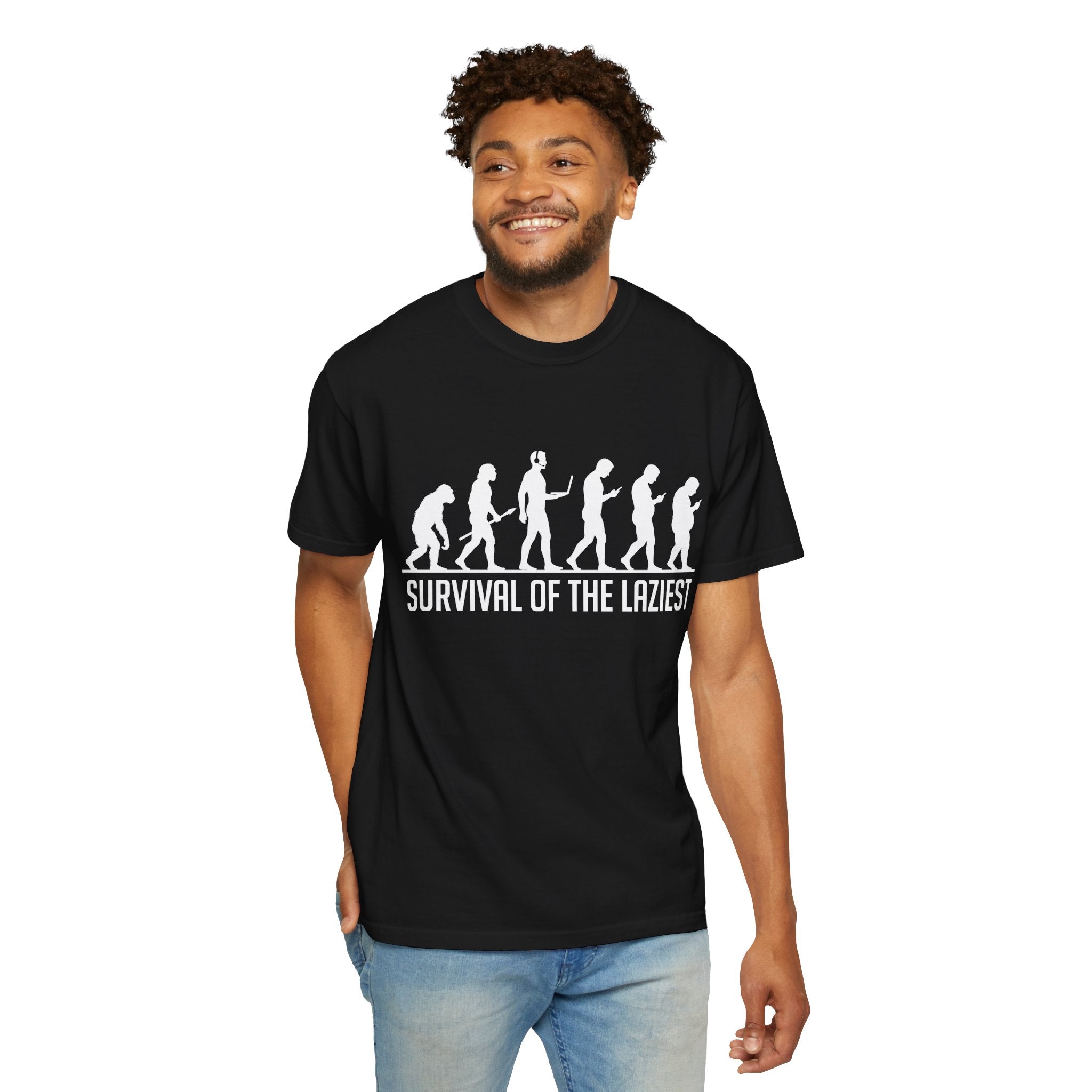 Survival of the Laziest T-shirt | Evolution Humorous Graphic Tee
