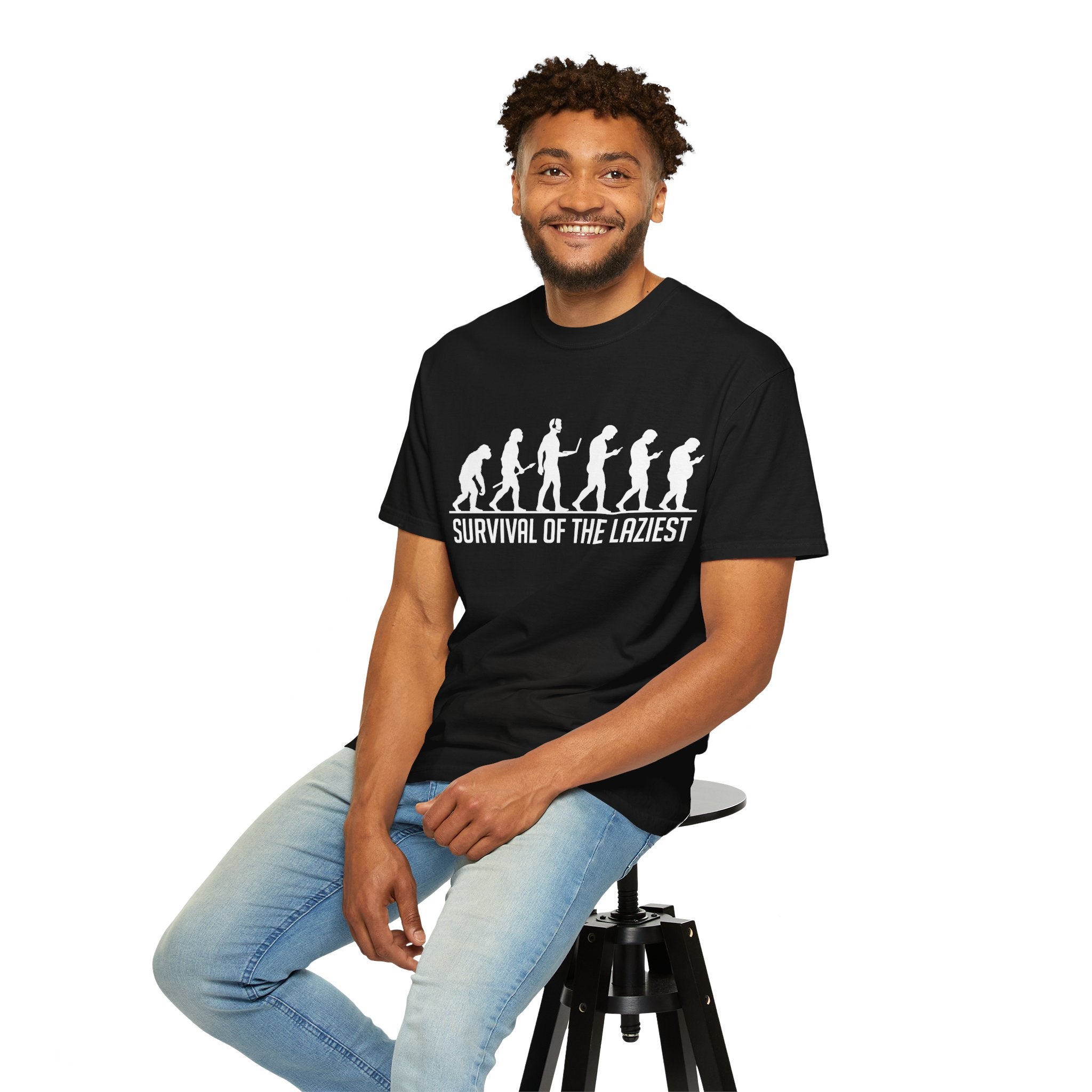 Survival of the Laziest T-shirt | Evolution Humorous Graphic Tee