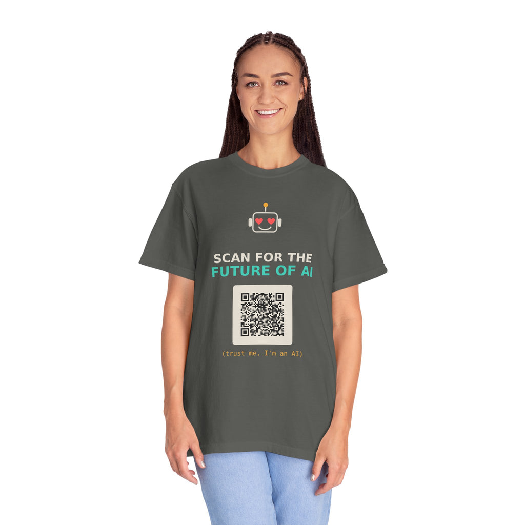 Scan for the Future of AI Funny QR Code T Shirt, Prank Meme Tee, Programmer Gift, Tech Humor Shirt, Nerd Gift for Coders and AI Fans