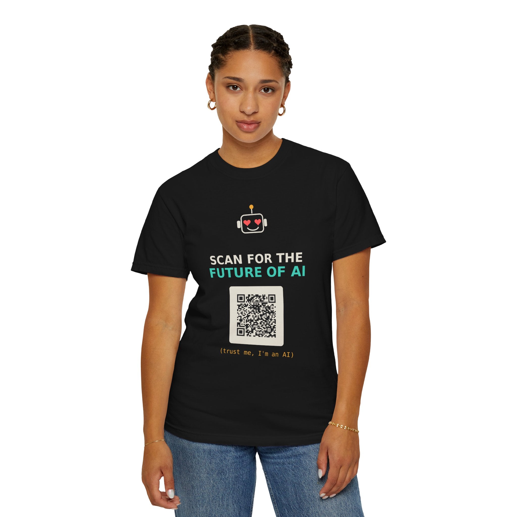 Scan for the Future of AI Funny QR Code T Shirt, Prank Meme Tee, Programmer Gift, Tech Humor Shirt, Nerd Gift for Coders and AI Fans