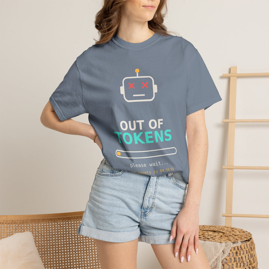 Out of Tokens Funny AI T-Shirt, Prompt Engineer Gift, Programmer Developer Tee, AI Meme Shirt for Coders, Machine Learning Tech Humor