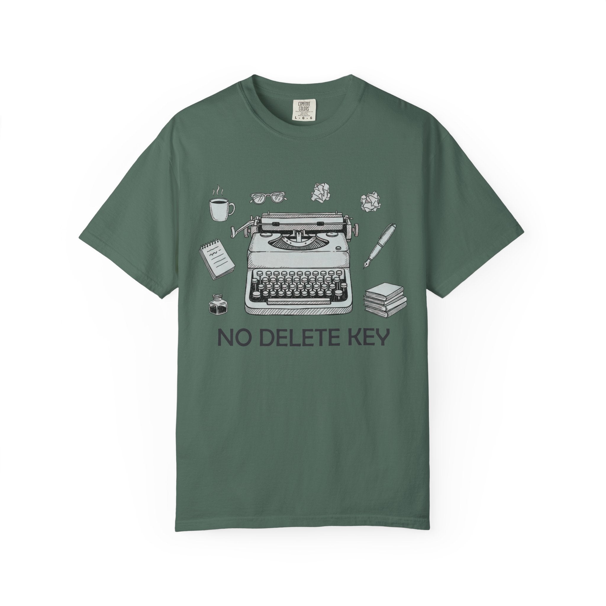 No Delete Key Typewriter T-Shirt | Writer Desk Illustration