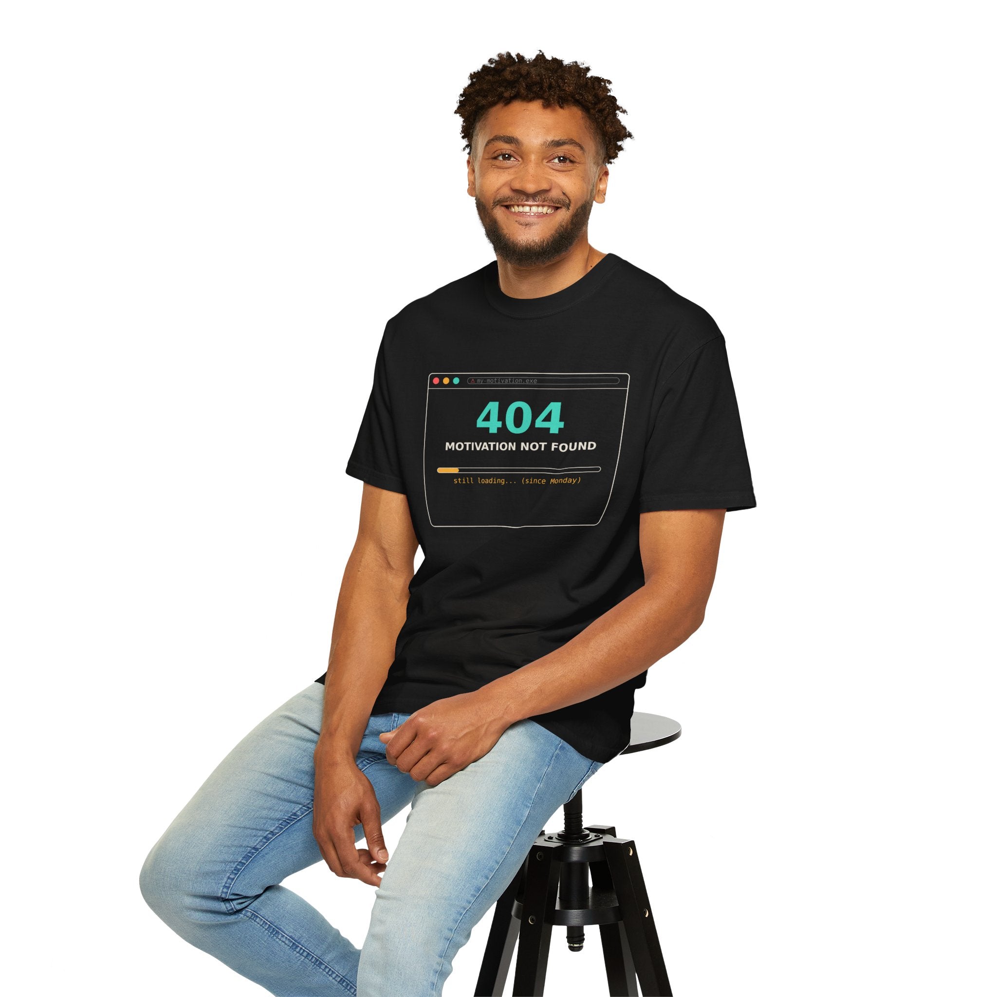 404 Motivation Not Found Funny T Shirt, Sarcastic Meme Tee, Programmer Gift, Tech Humor Shirt, Lazy Monday Nerd Gift for Coders