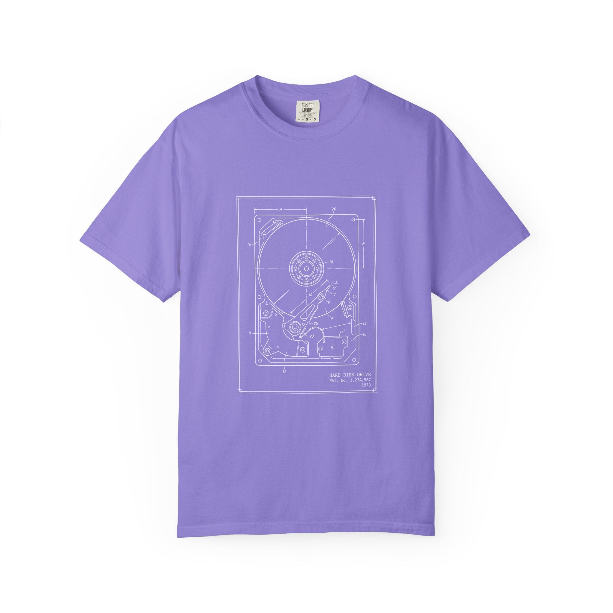 Hard Drive Blueprint T-Shirt | Vintage Computer Parts Diagram, Tech Diagram Tee