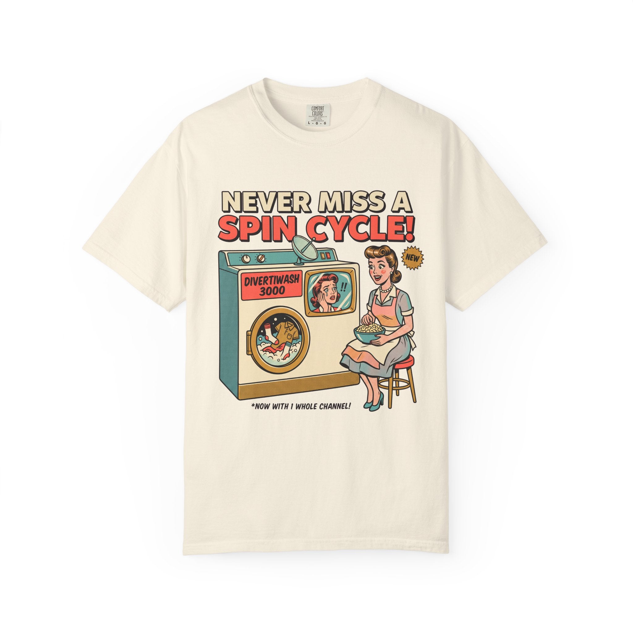 Never Miss a Spin Cycle Laundry T-Shirt | Retro Washer Illustration