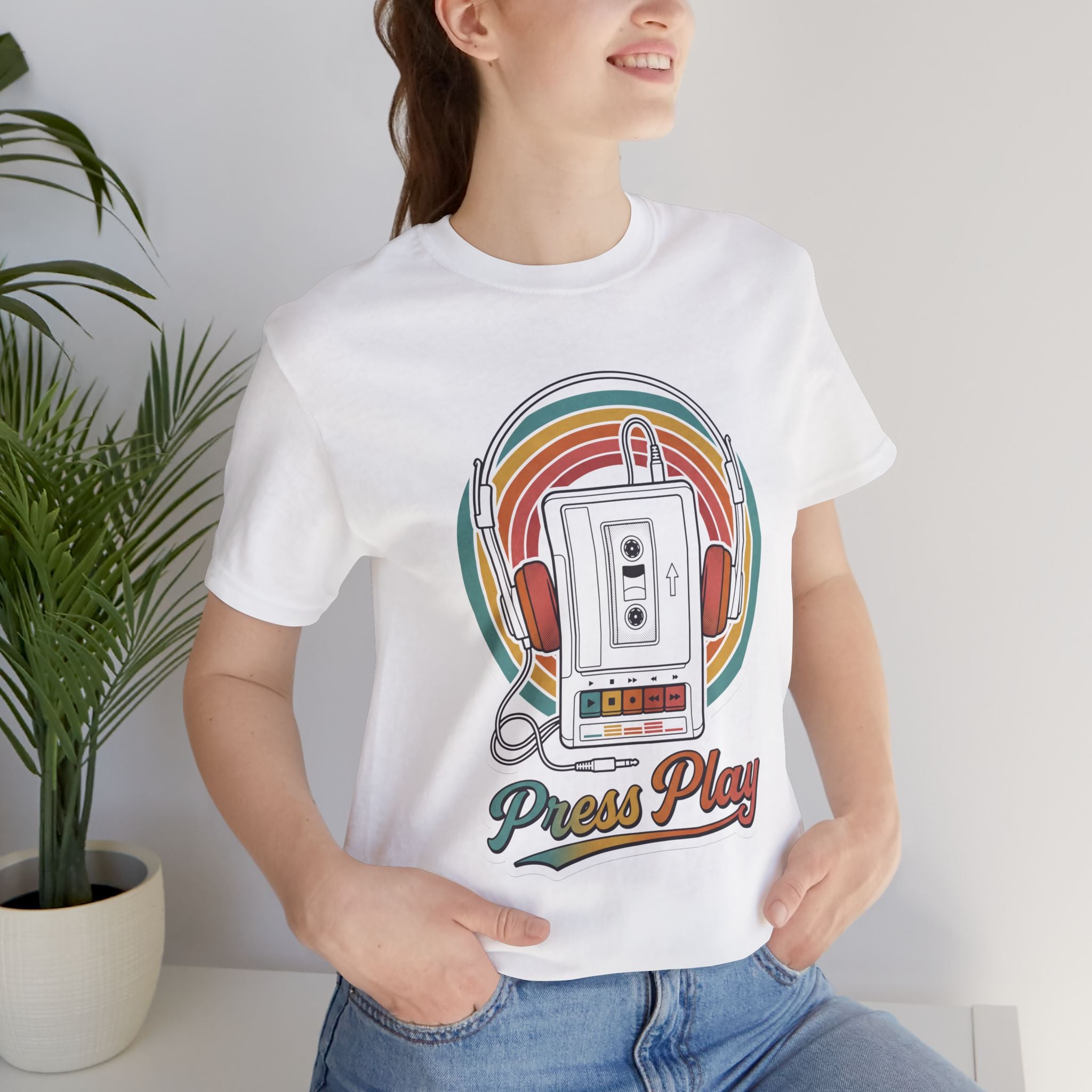 Retro Cassette 'Press Play' T‑Shirt