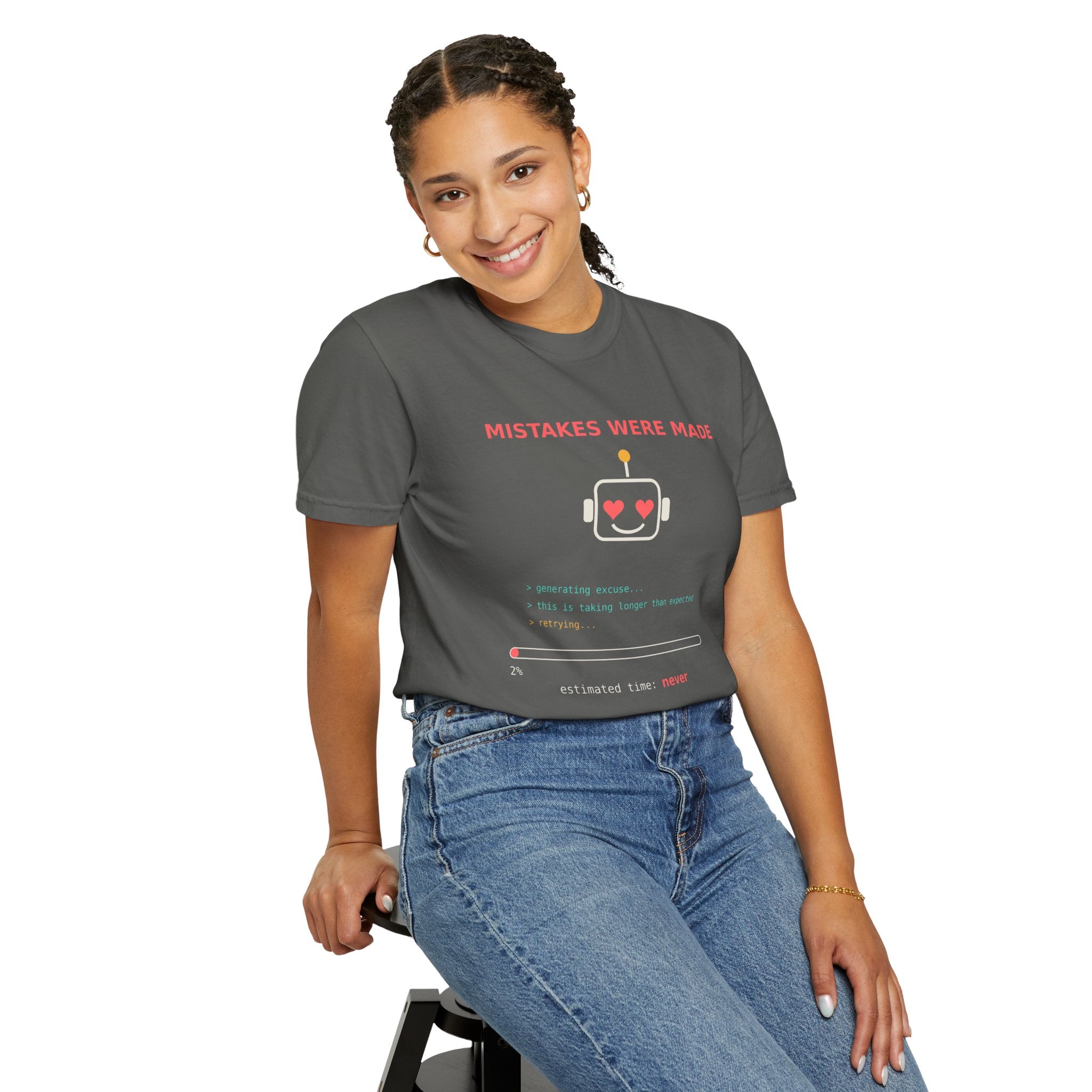 Mistakes Were Made Funny Excuse T-Shirt, AI Generating Excuse Meme Tee, Sarcastic Guilty Humor Shirt, Funny Gift for Him Her, Nerd Tee