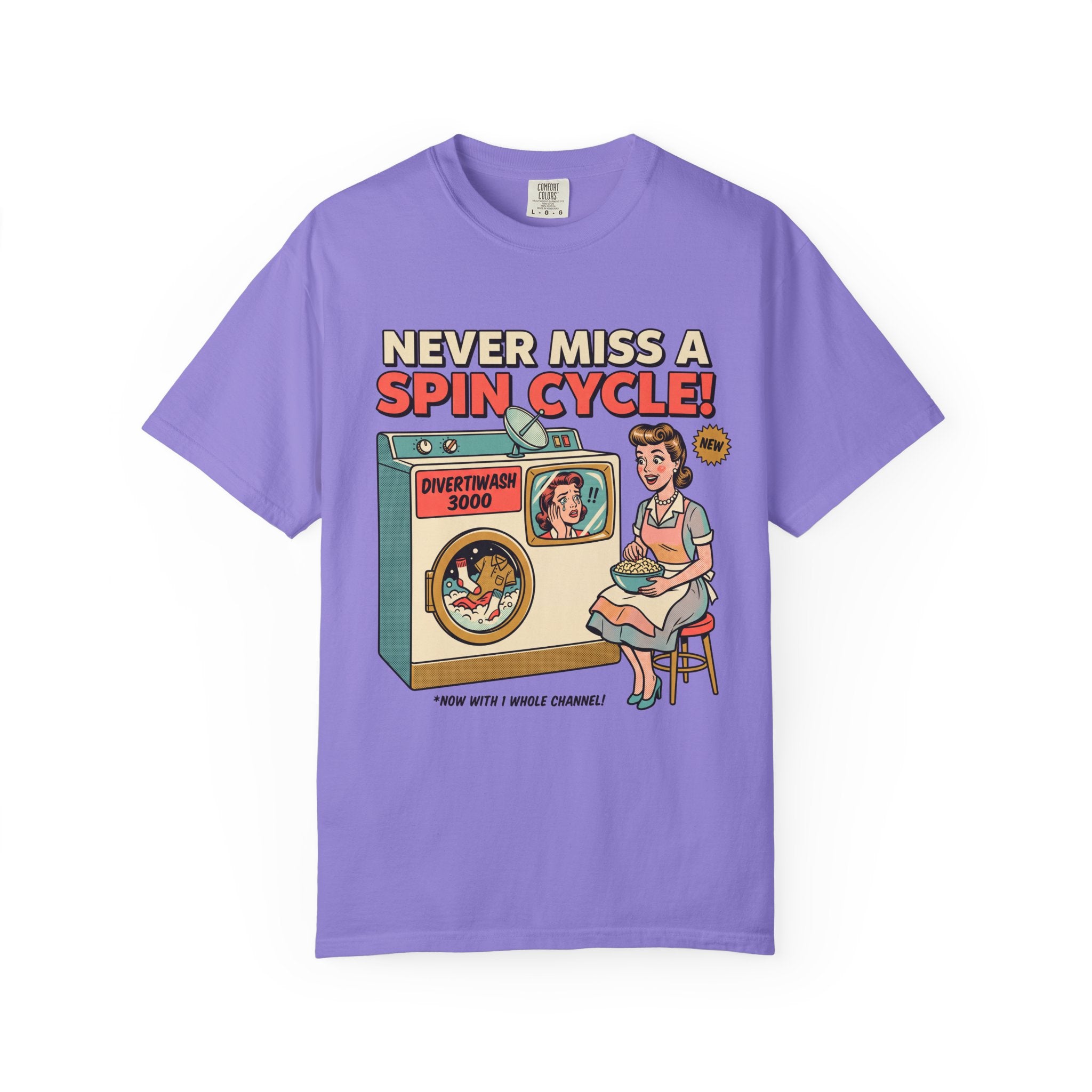 Never Miss a Spin Cycle Laundry T-Shirt | Retro Washer Illustration