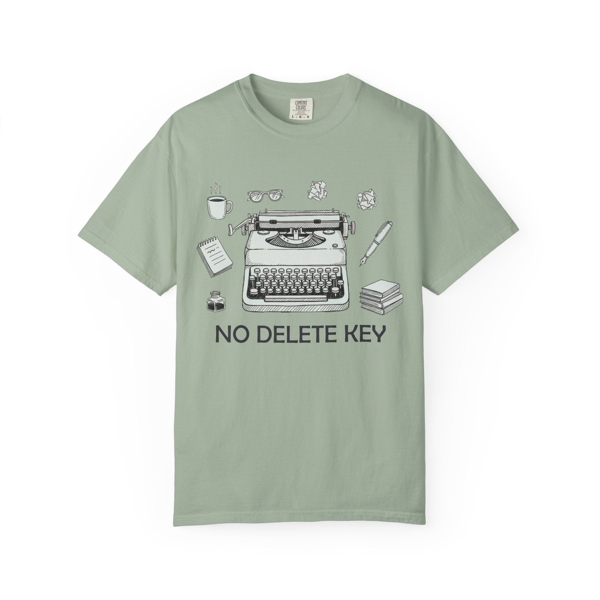 No Delete Key Typewriter T-Shirt | Writer Desk Illustration