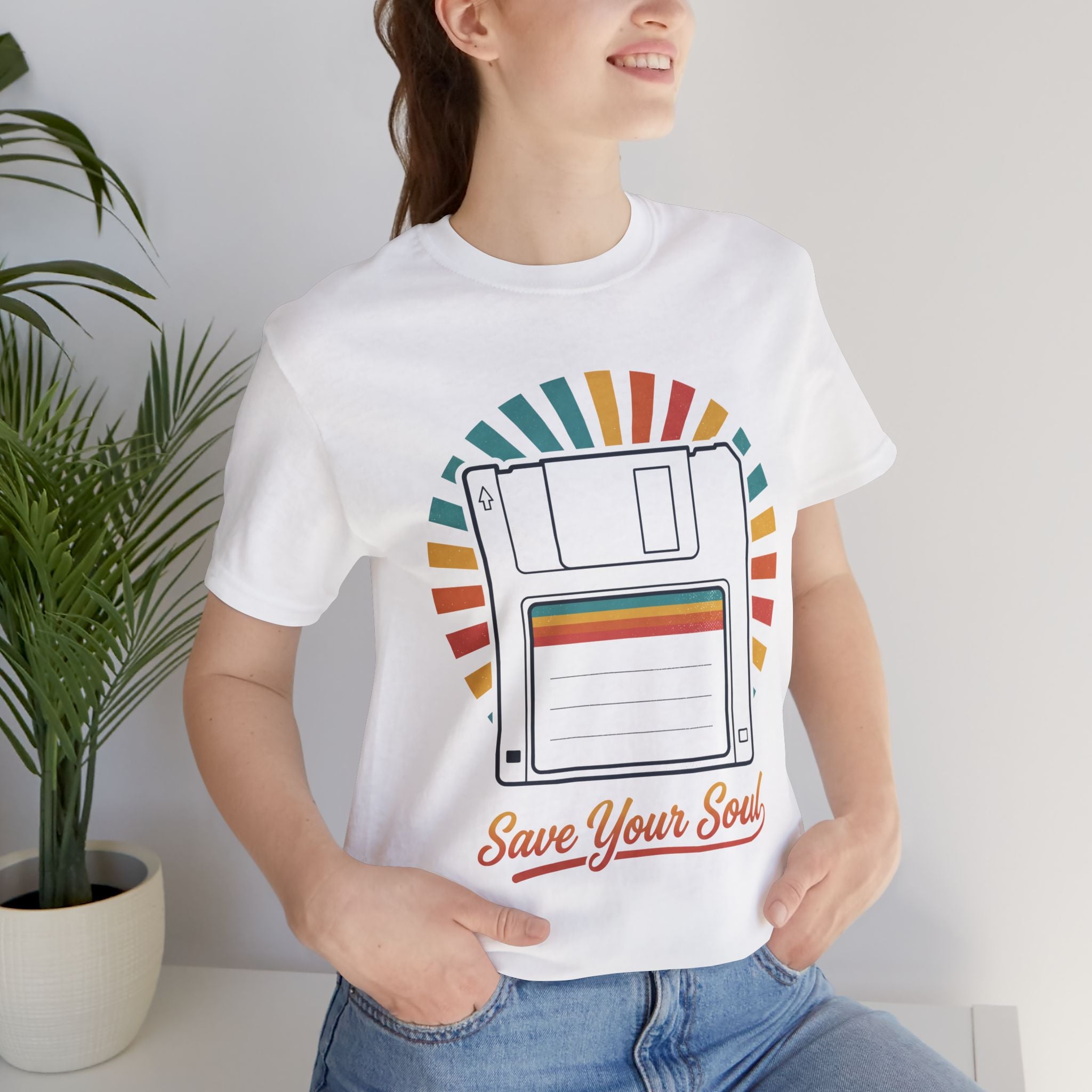 Vintage Floppy Disk T‑Shirt — "Save Your Soul" Retro Tech Graphic Tee