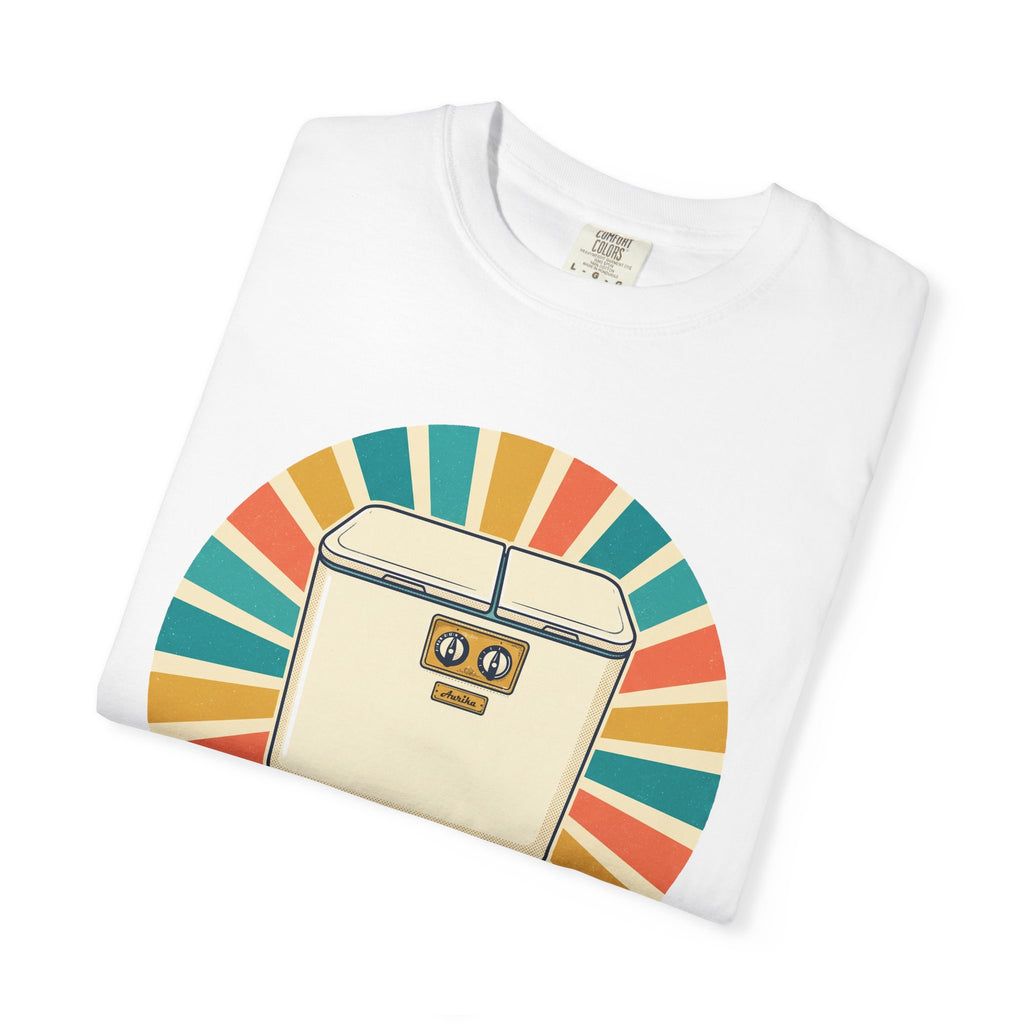 Retro Cuban Washing Machine T-Shirt — "Aquí Murió tu Pantalón" Vintage Tech Graphic Tee