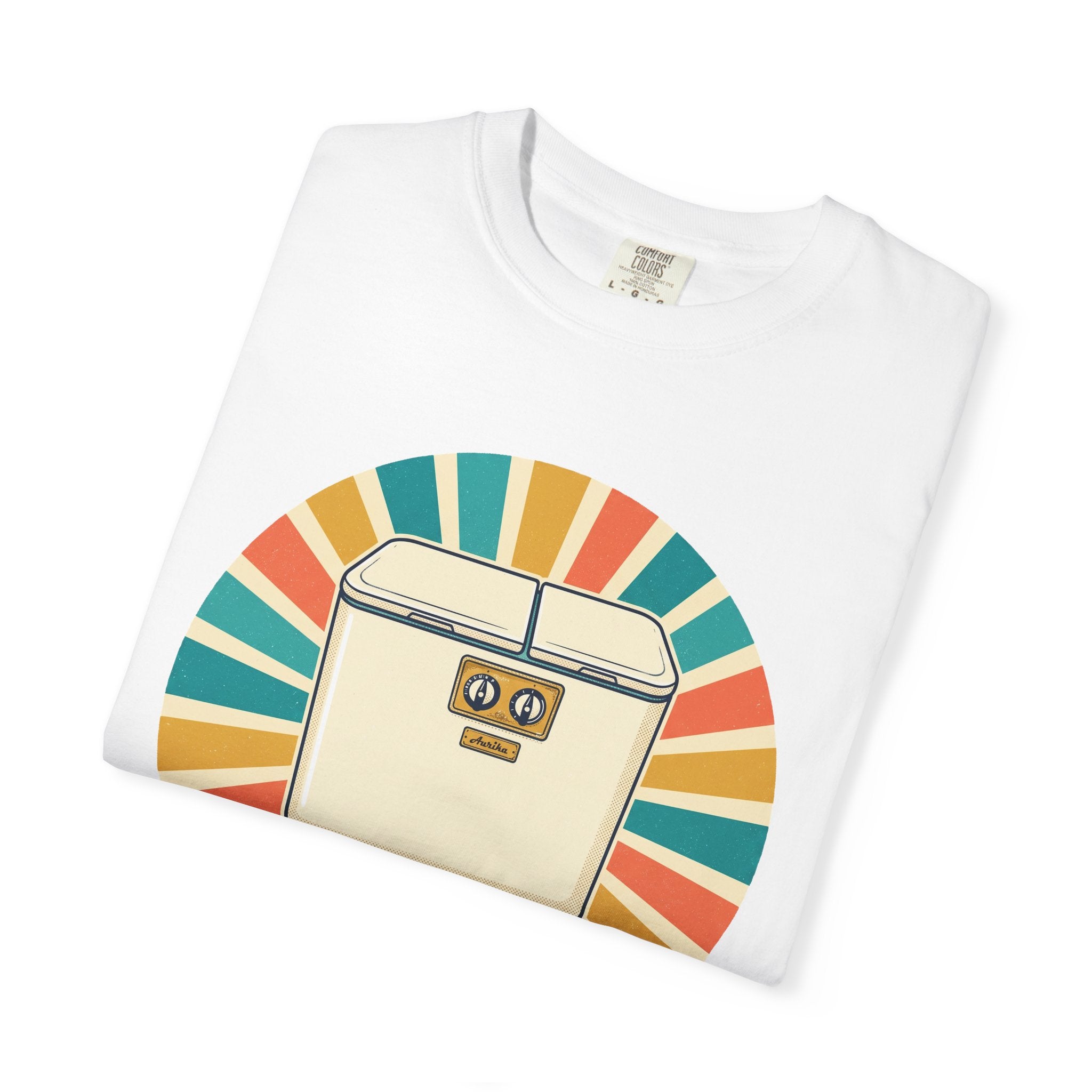 Retro Cuban Washing Machine T-Shirt — "Aquí Murió tu Pantalón" Vintage Tech Graphic Tee