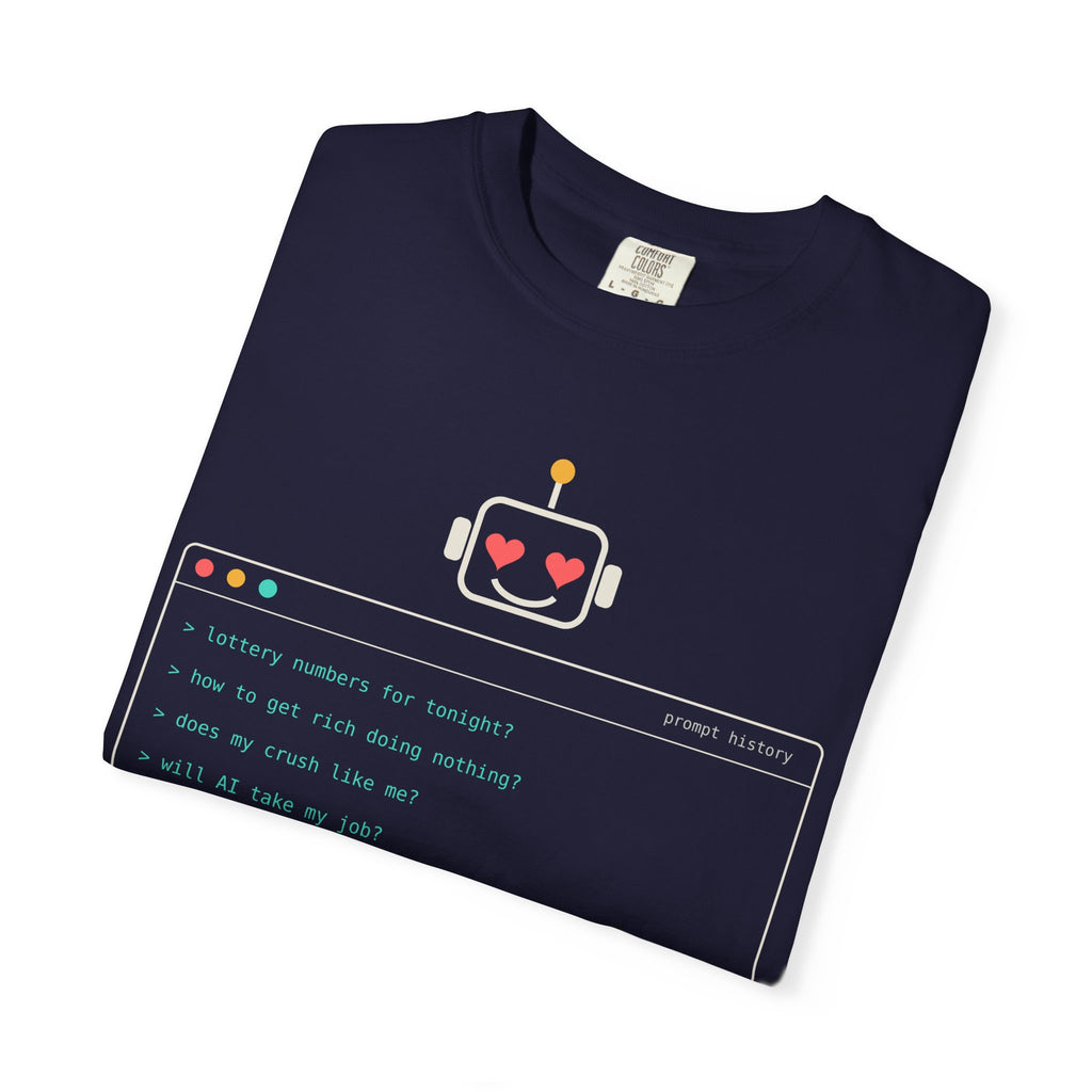 What We Ask AI Funny Meme T-Shirt, Lottery Numbers Crush Questions Tee, AI Humor Shirt, Programmer Nerd Gift, Tech Lover Gift for Coders