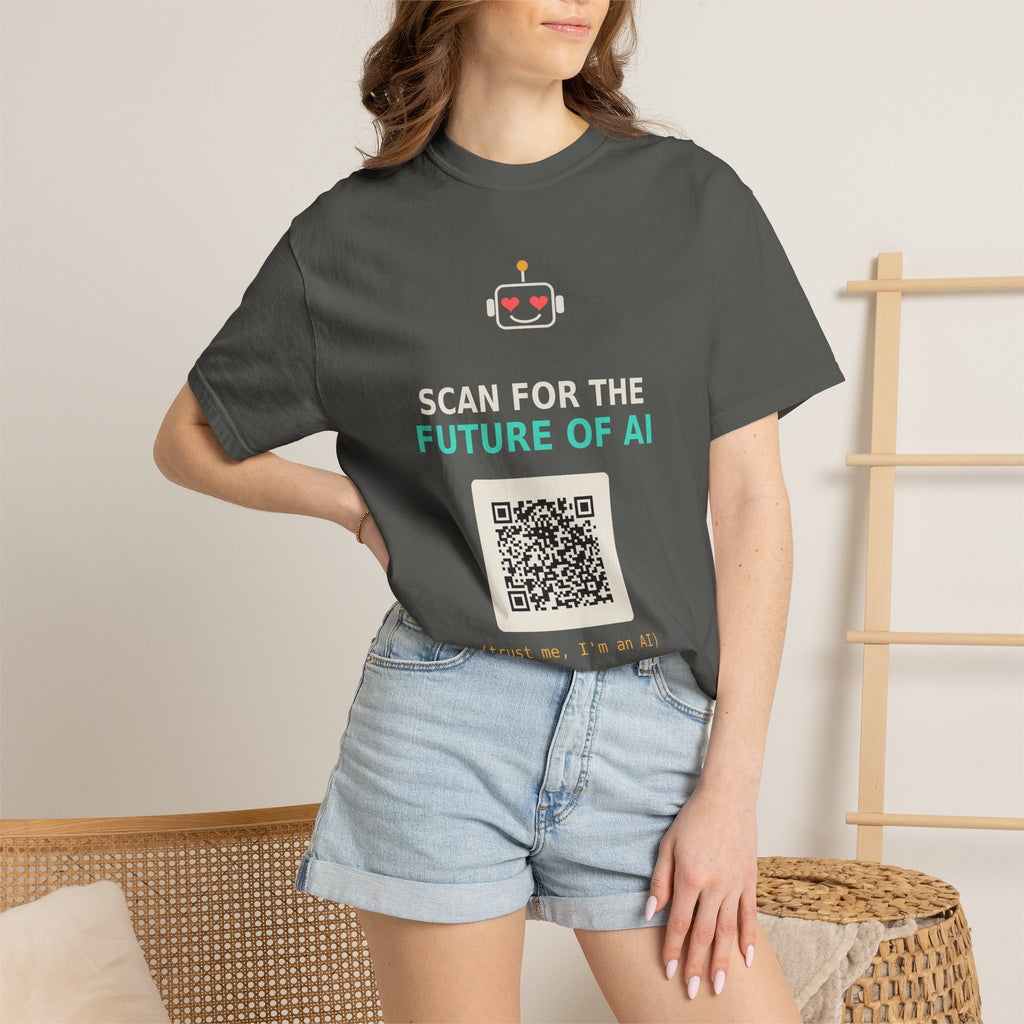 Scan for the Future of AI Funny QR Code T Shirt, Prank Meme Tee, Programmer Gift, Tech Humor Shirt, Nerd Gift for Coders and AI Fans