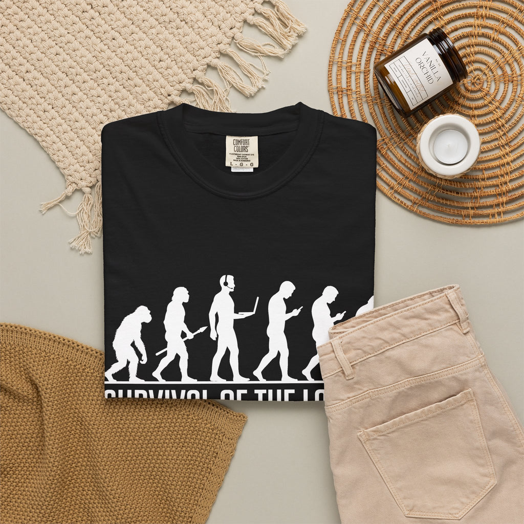 Survival of the Laziest T-shirt | Evolution Humorous Graphic Tee