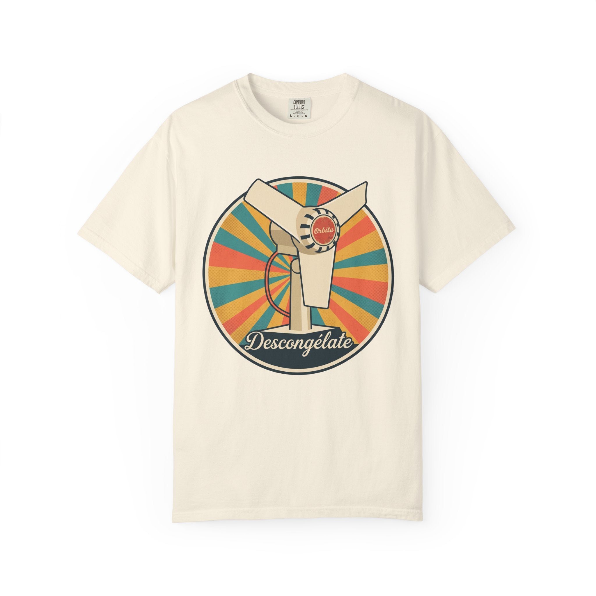 Retro Cuban Fan T-Shirt — "Descongélate" Vintage Tech Graphic Tee