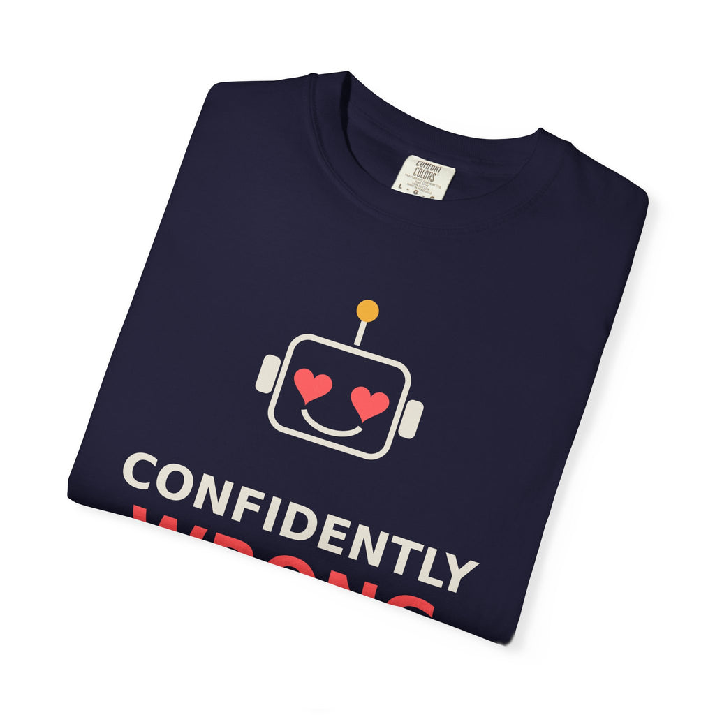 Confidently Wrong Funny AI T Shirt, AI Hallucination Meme Tee, Programmer Gift, Tech Humor Shirt, Chatbot Robot Nerd Gift for Coders