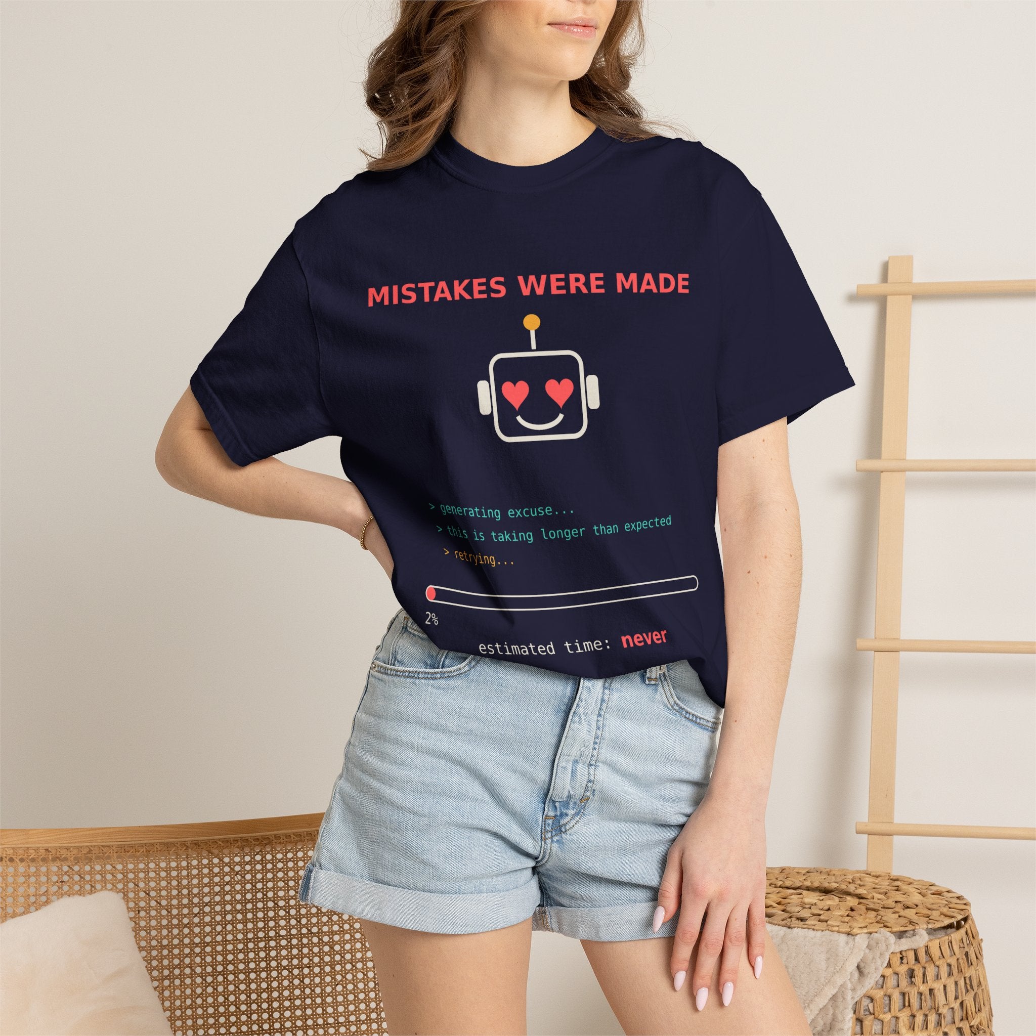 Mistakes Were Made Funny Excuse T-Shirt, AI Generating Excuse Meme Tee, Sarcastic Guilty Humor Shirt, Funny Gift for Him Her, Nerd Tee