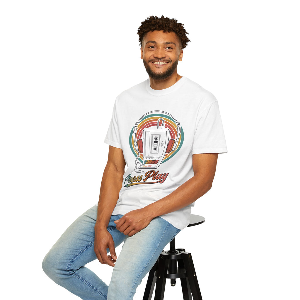 Retro Cassette Mixtape Press Play T-shirt | Vintage Walkman Headphones 80s 90s