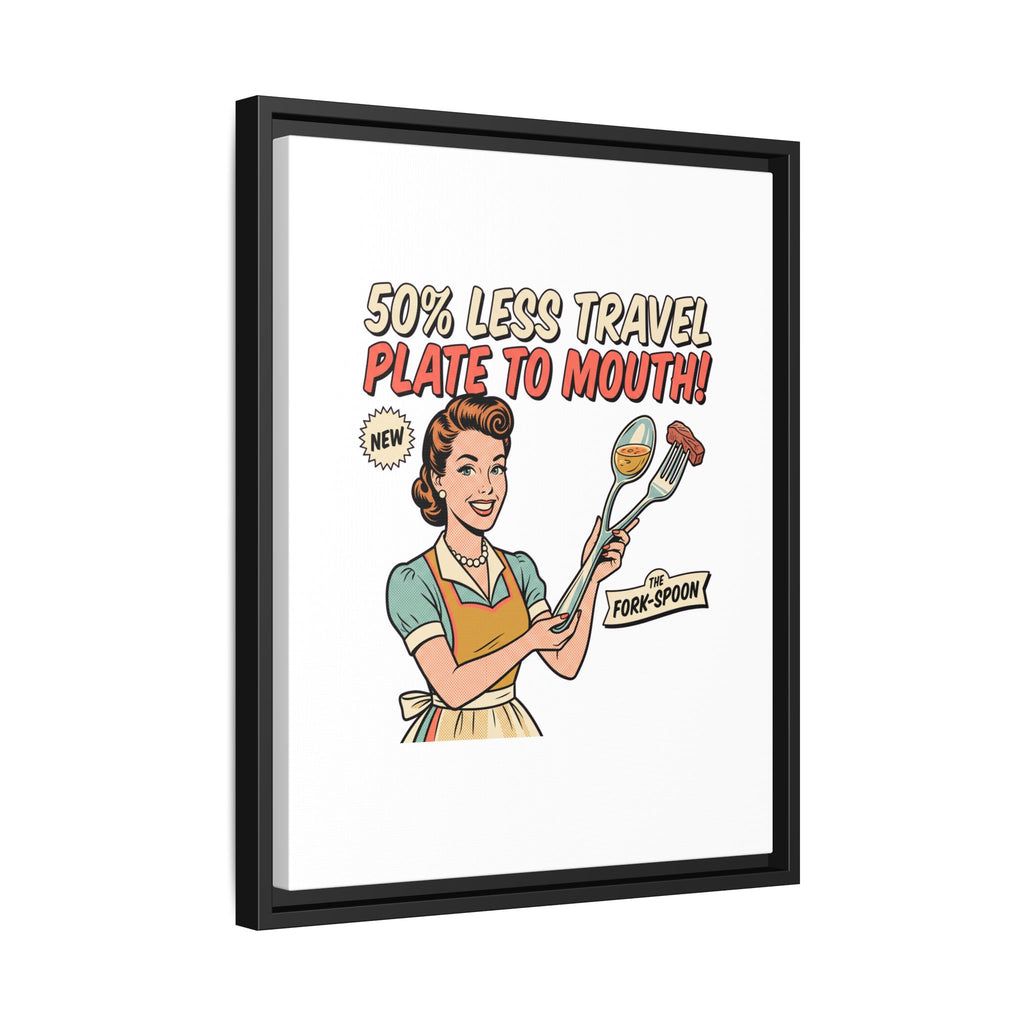 50% Less Travel Plate to Mouth Retro Kitchen Art Matte Canvas