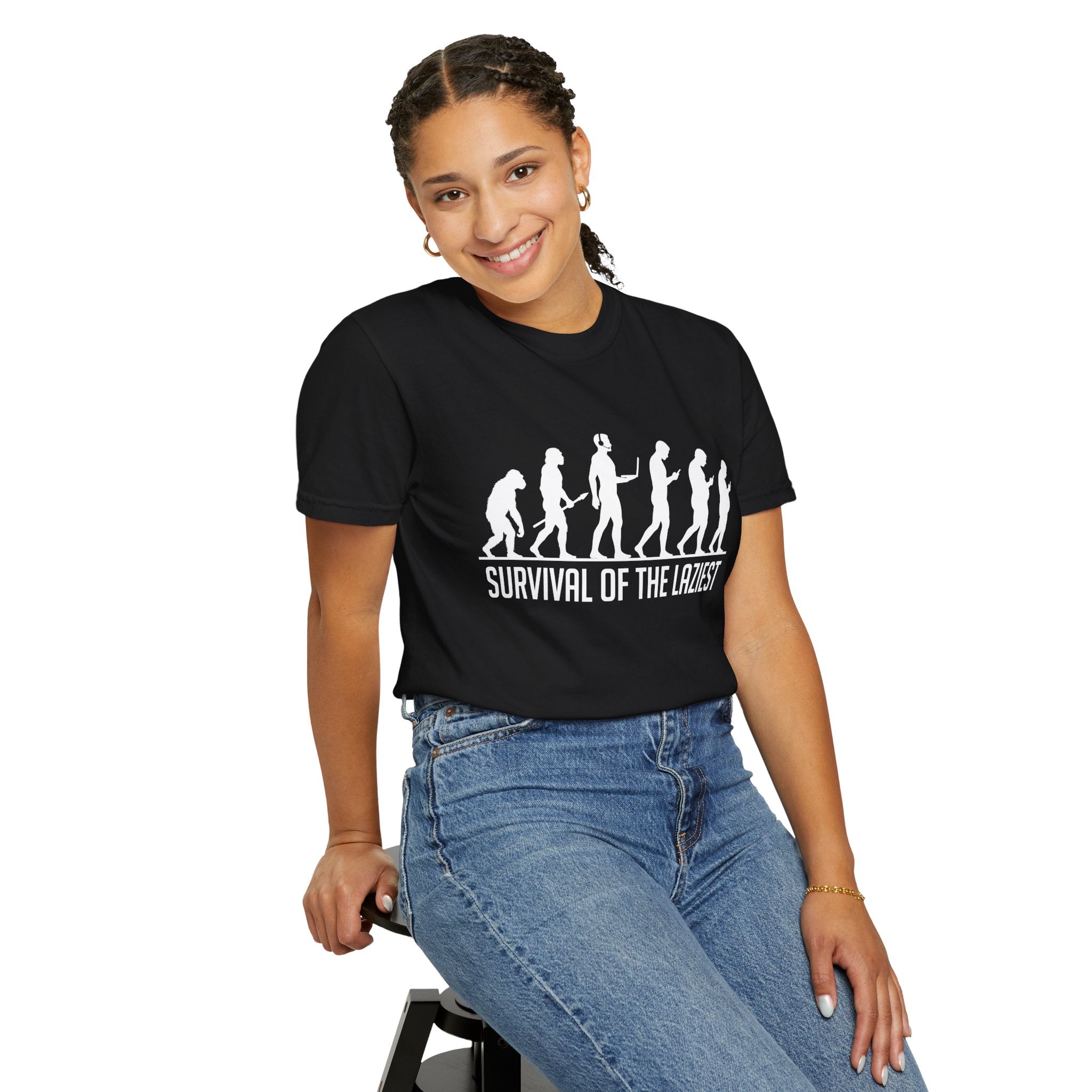 Survival of the Laziest T-shirt | Evolution Humorous Graphic Tee