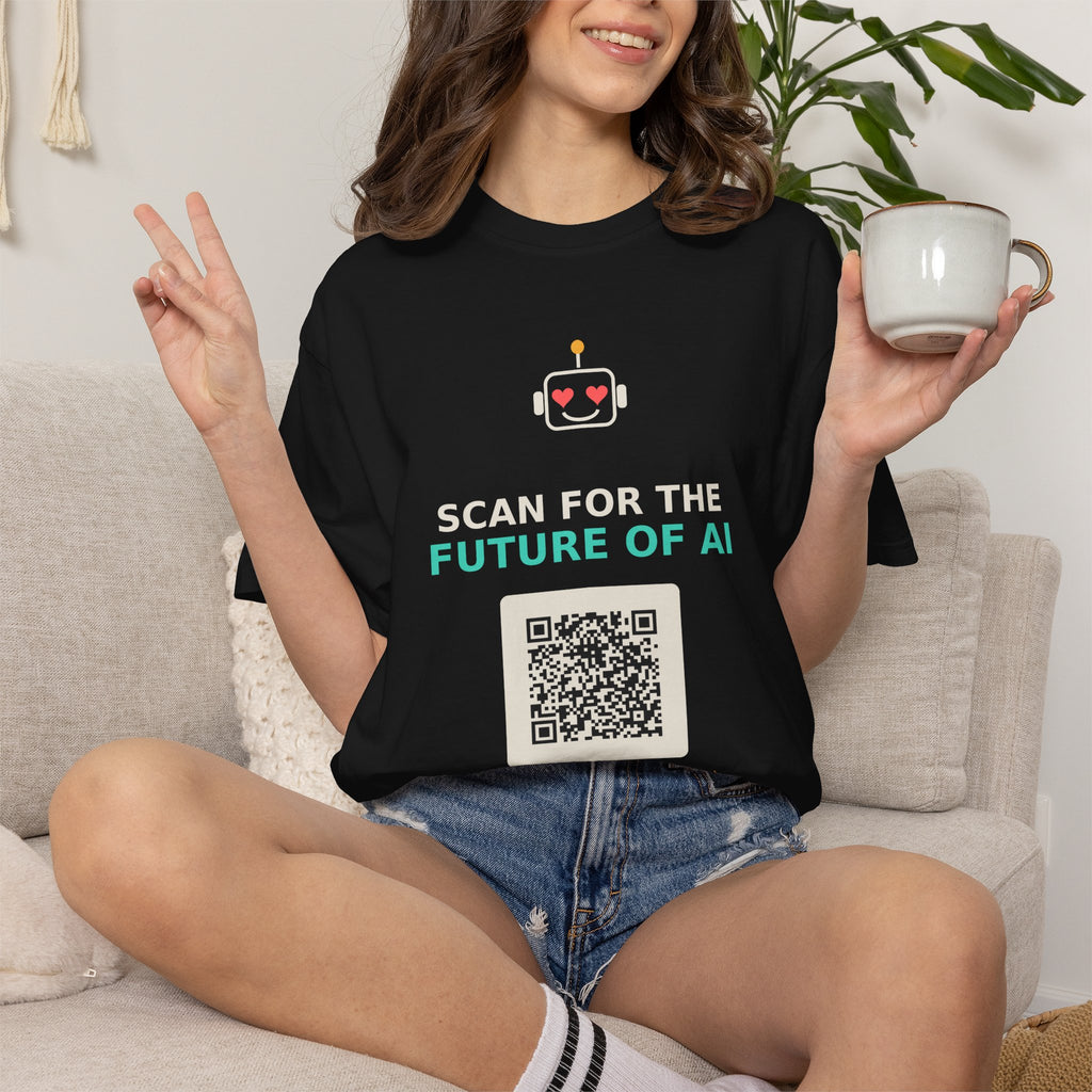 Scan for the Future of AI Funny QR Code T Shirt, Prank Meme Tee, Programmer Gift, Tech Humor Shirt, Nerd Gift for Coders and AI Fans