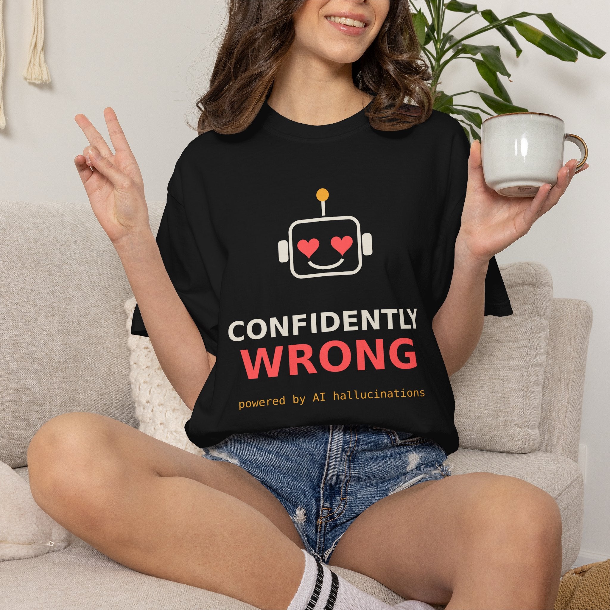 Confidently Wrong Funny AI T Shirt, AI Hallucination Meme Tee, Programmer Gift, Tech Humor Shirt, Chatbot Robot Nerd Gift for Coders
