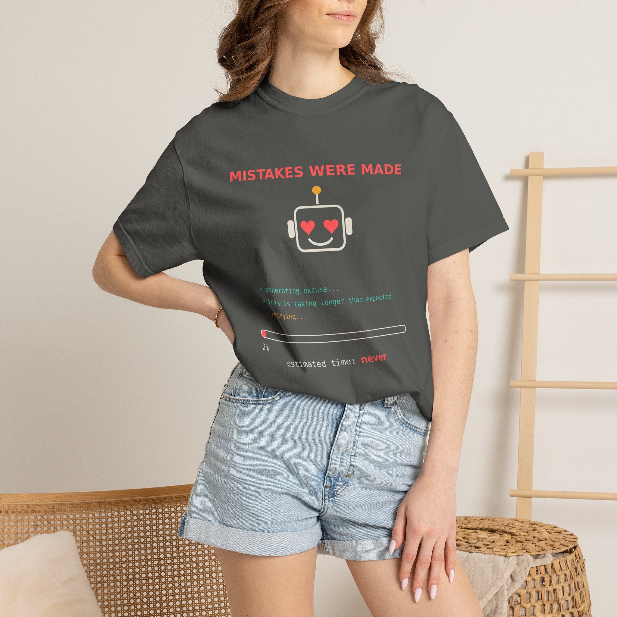 Mistakes Were Made Funny Excuse T-Shirt, AI Generating Excuse Meme Tee, Sarcastic Guilty Humor Shirt, Funny Gift for Him Her, Nerd Tee