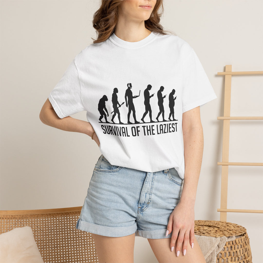Survival of the Laziest T-shirt | Evolution Humorous Graphic Tee