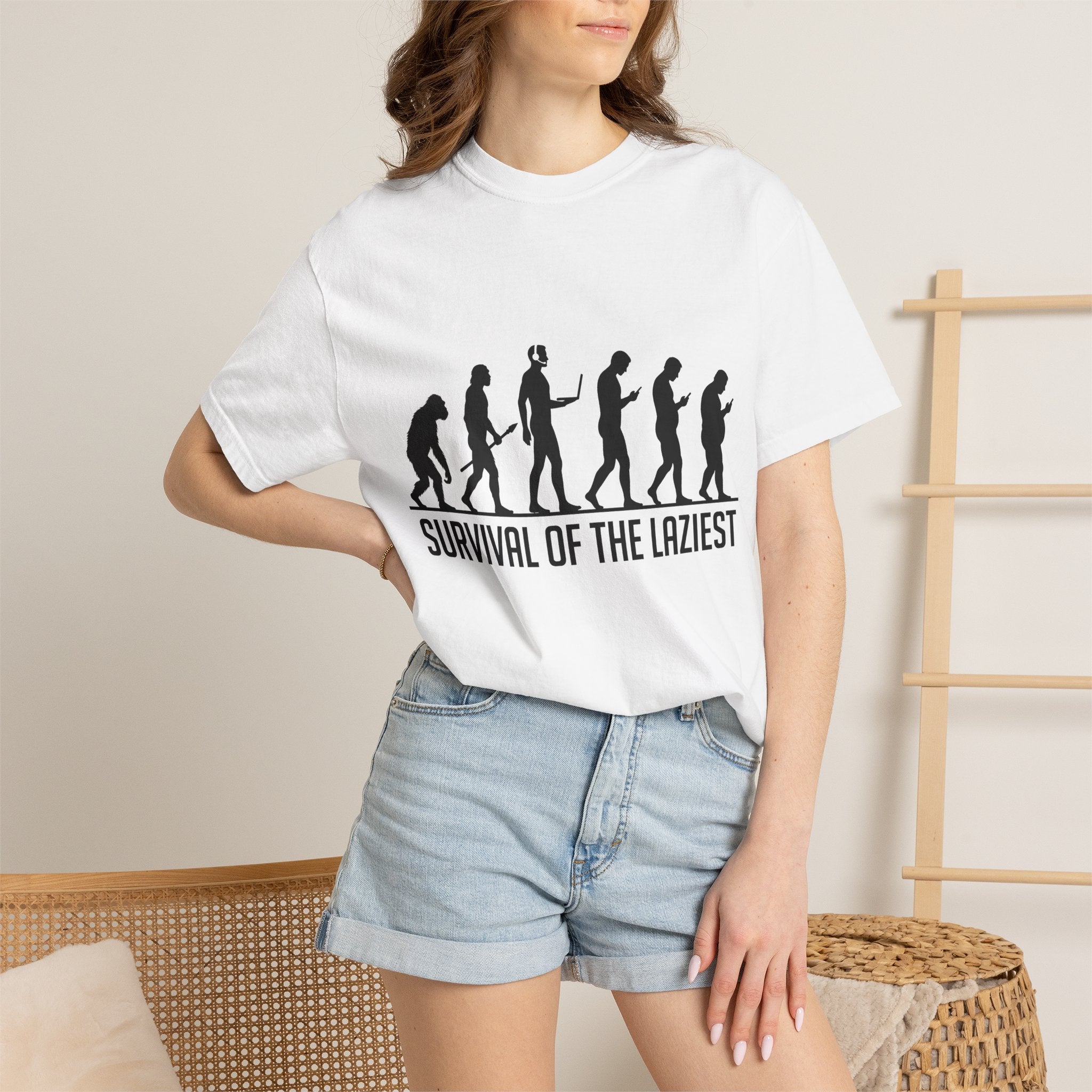 Survival of the Laziest T-shirt | Evolution Humorous Graphic Tee