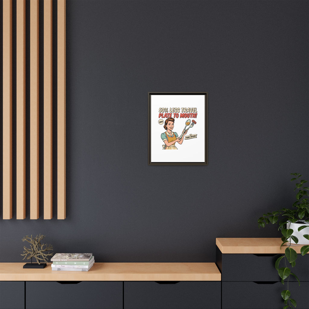 50% Less Travel Plate to Mouth Retro Kitchen Art Matte Canvas